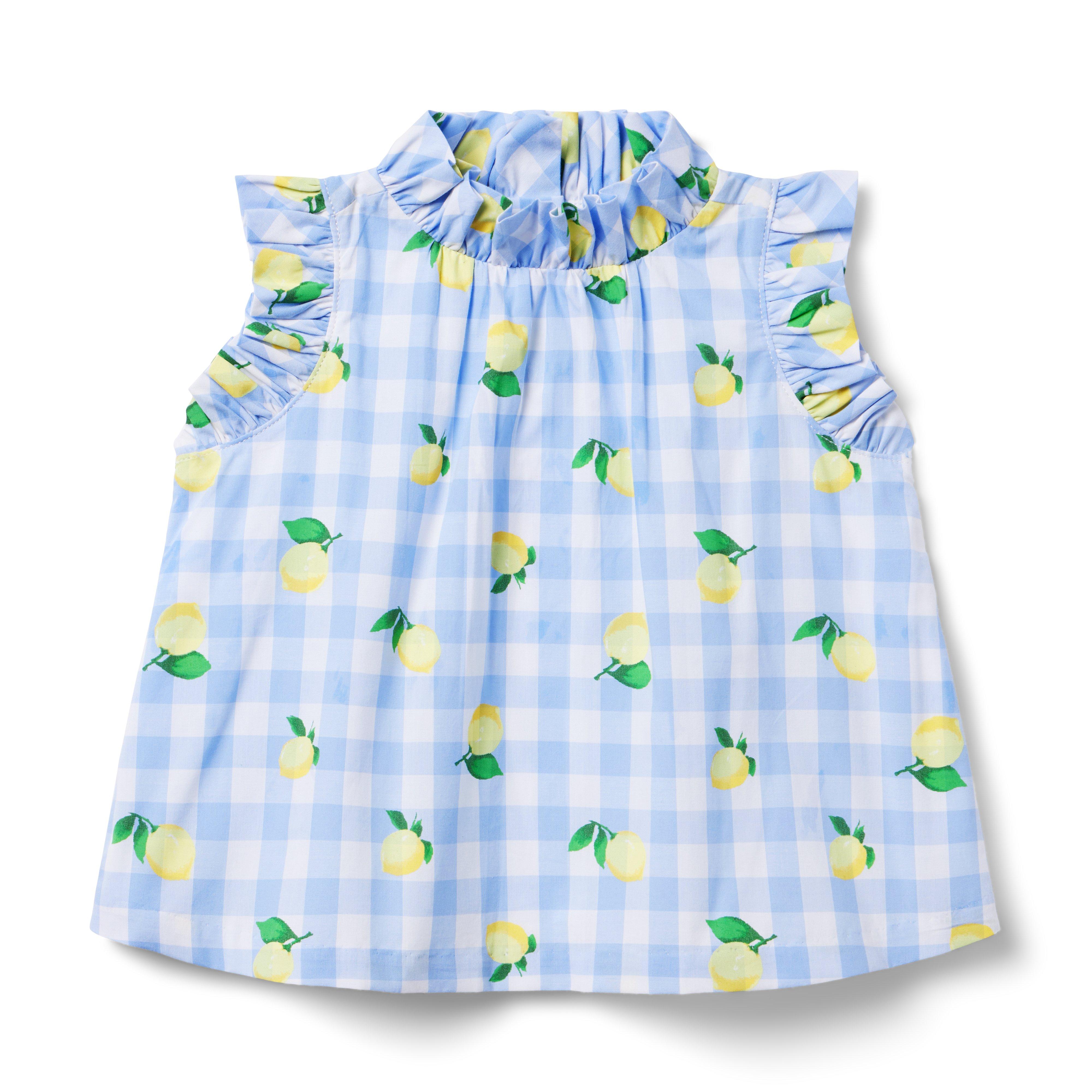 Lemon Gingham Ruffle Top image number 0