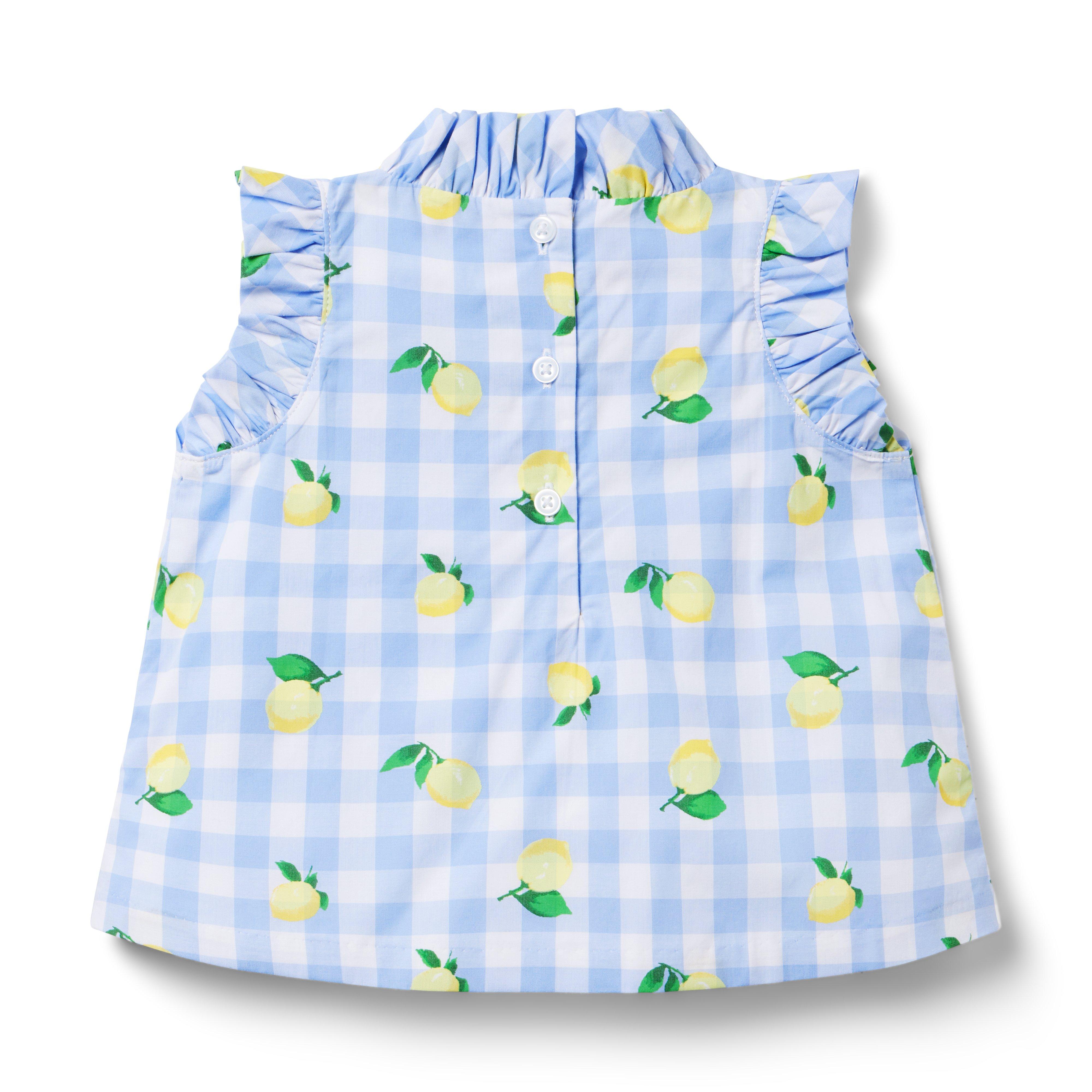 Lemon Gingham Ruffle Top image number 1