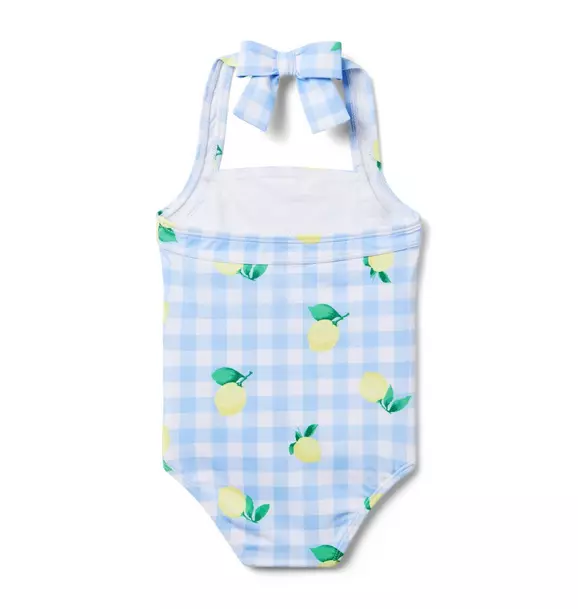 Recycled Lemon Gingham Halter Swimsuit image number 1