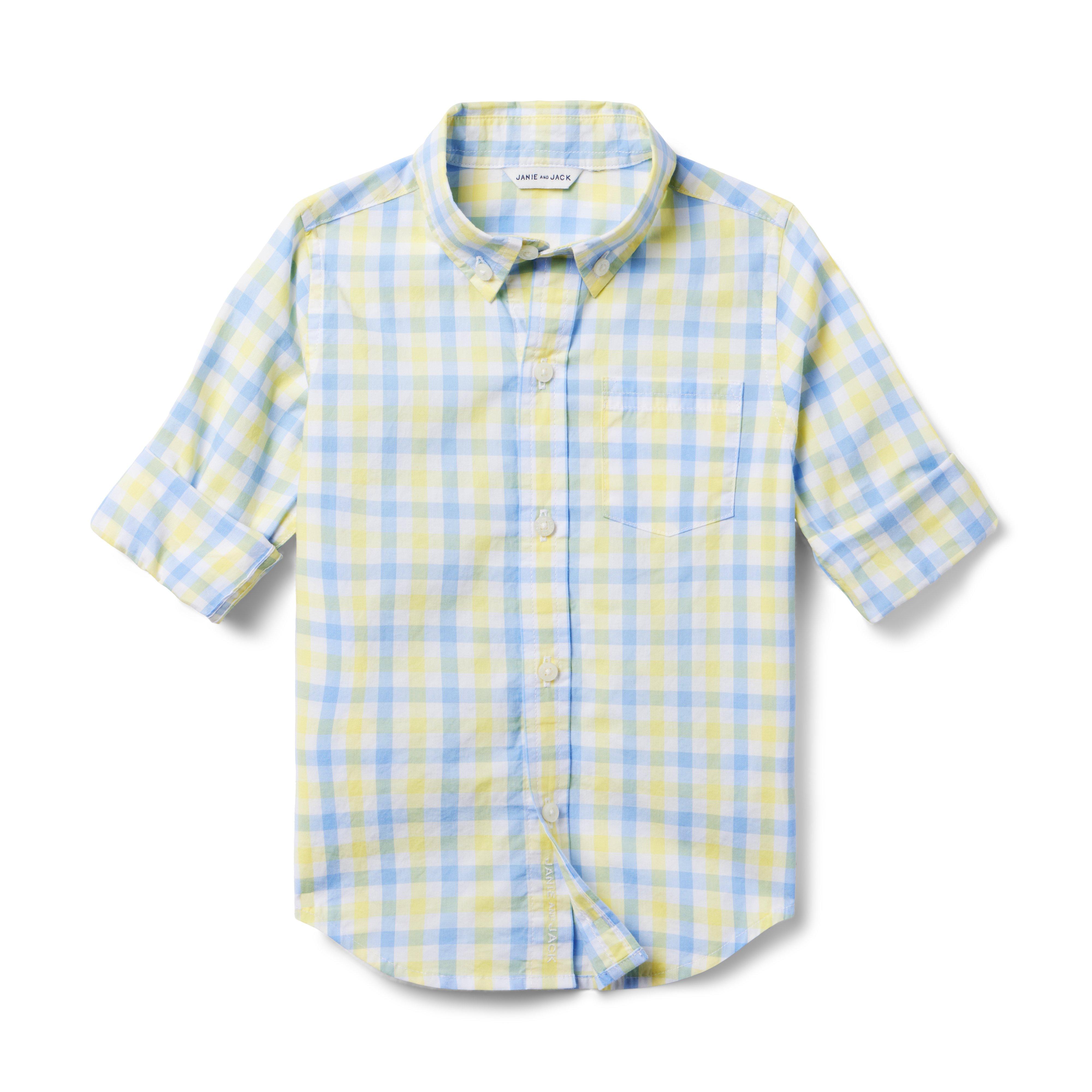 Boy Yellow Iris Plaid The Gingham Poplin Shirt by Janie and Jack