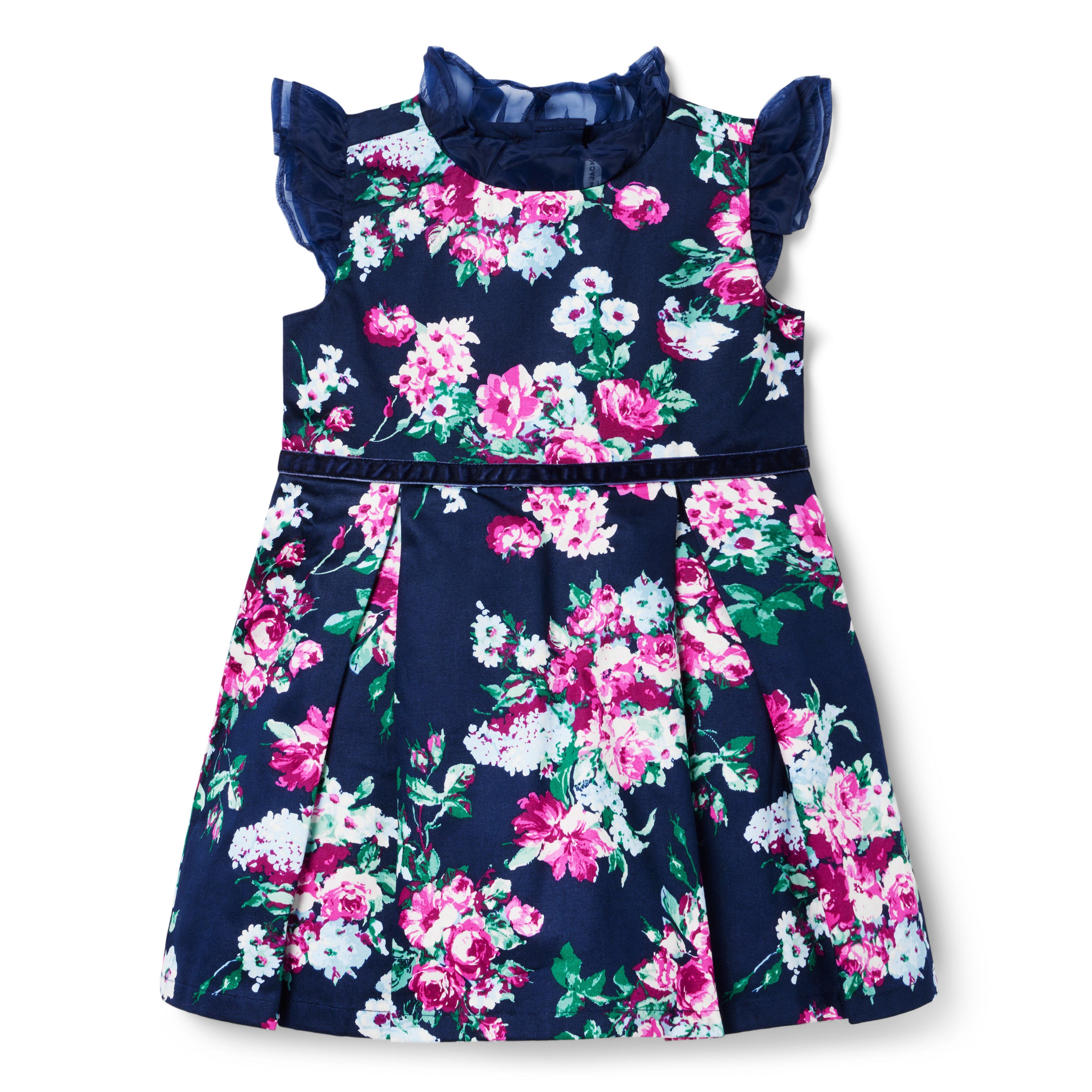 Floral Satin Ruffle Dress