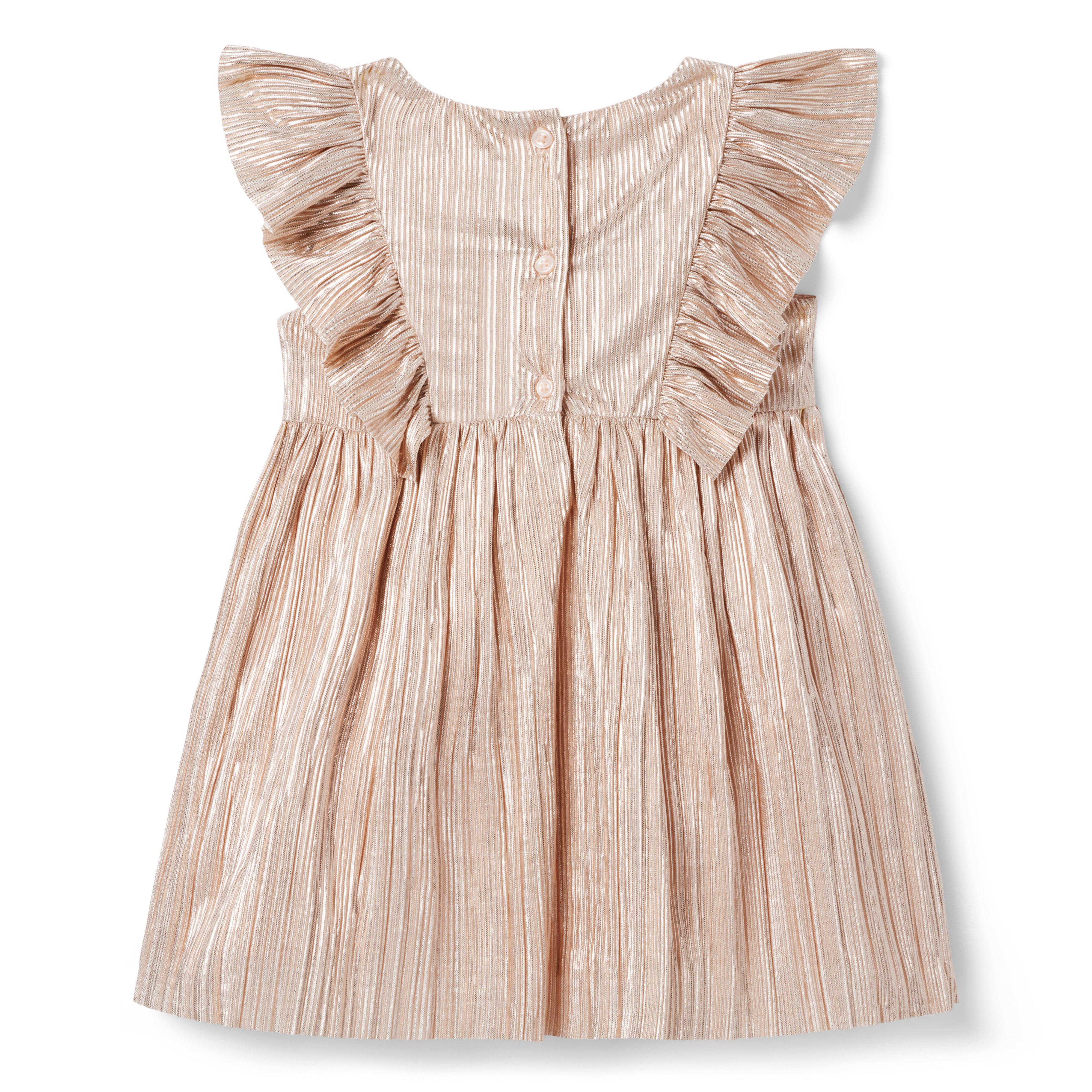 Metallic Plisse Bow Dress