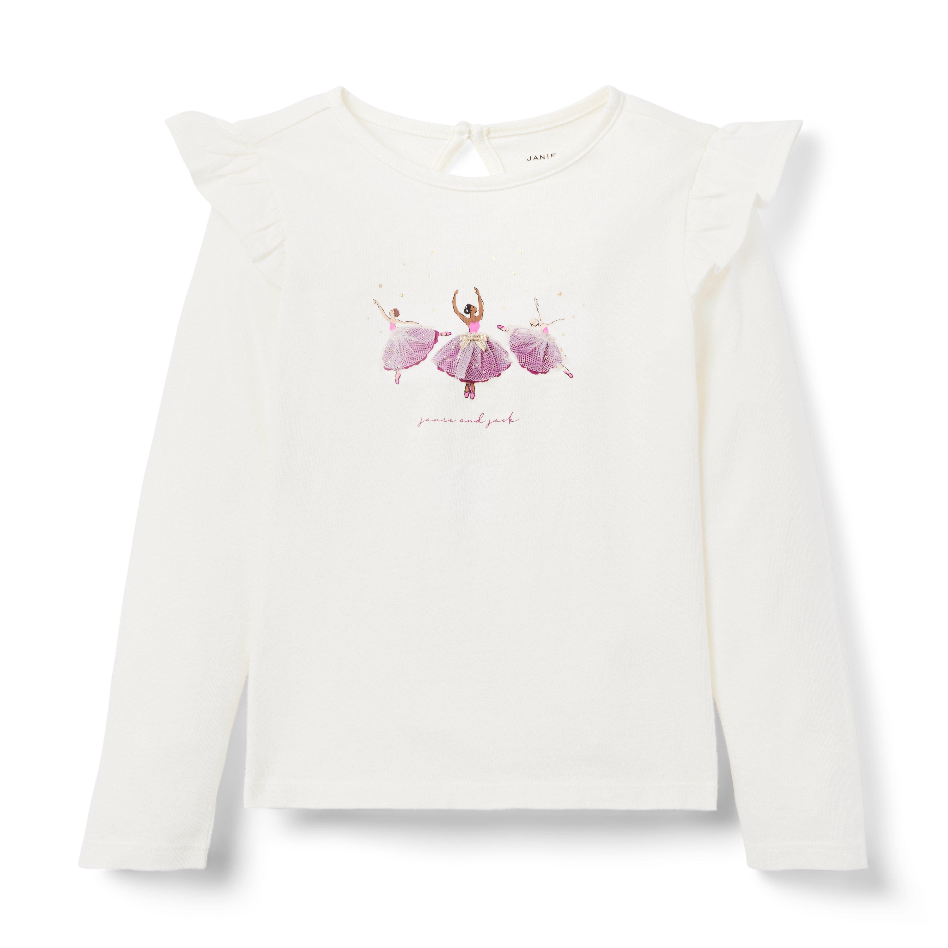 Girl Lilac Snow Puff Sleeve Collared Jersey Top by Janie and Jack