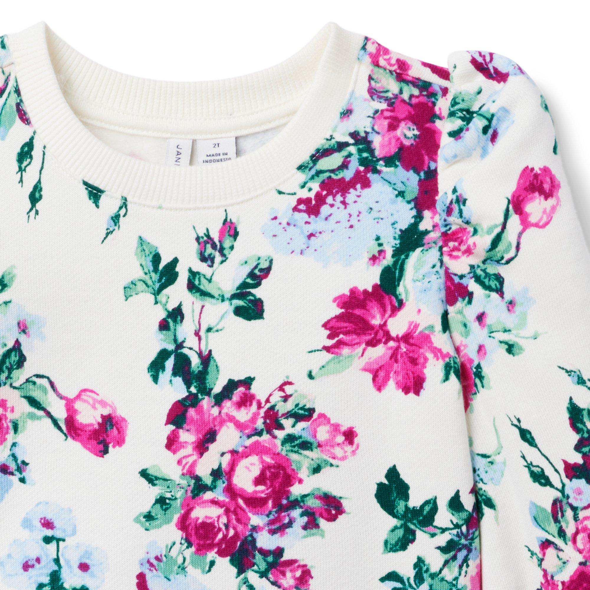 Girl Ivory Floral Floral Puff Sleeve Sweatshirt by Janie and Jack