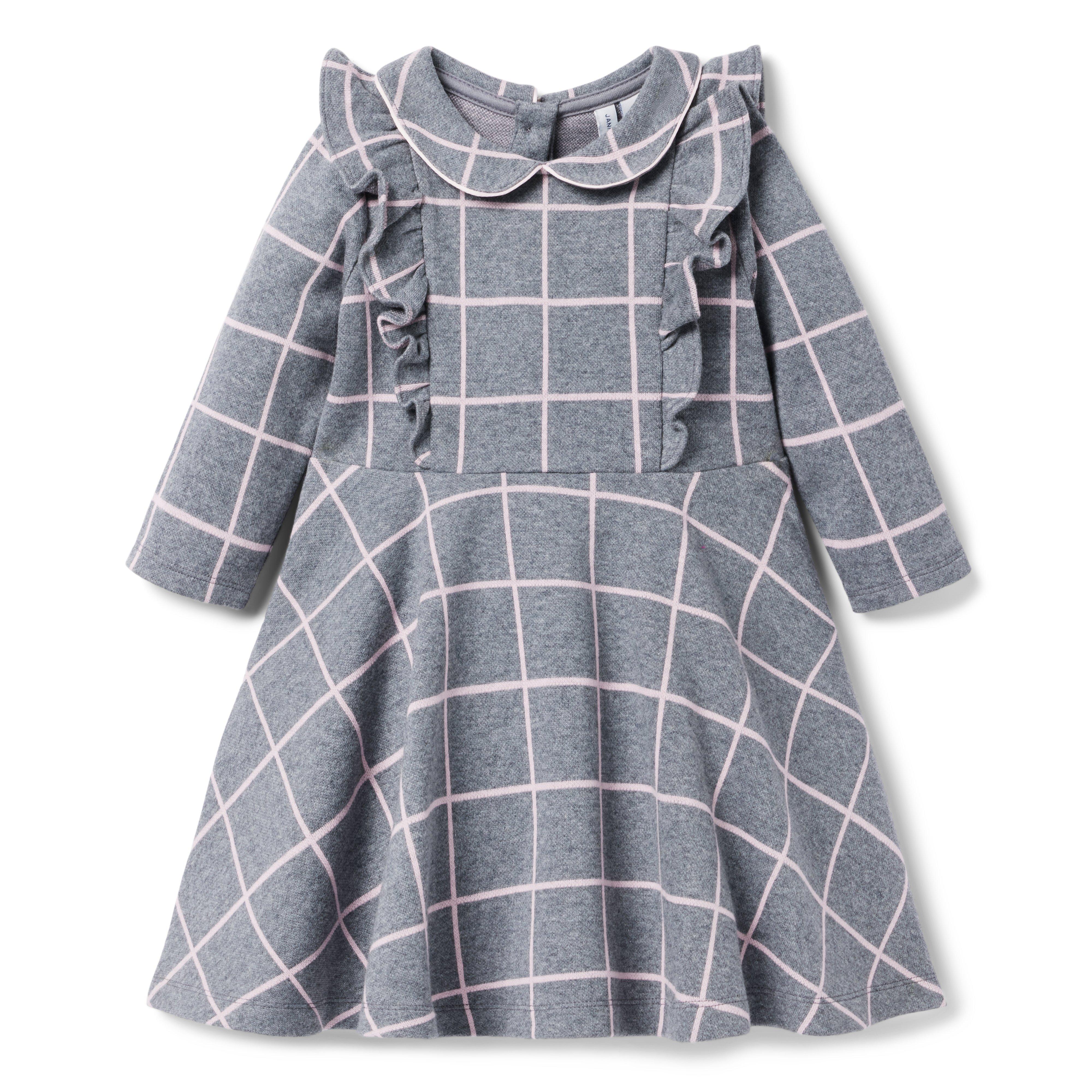 Windowpane Ruffle Jacquard Dress image number 0