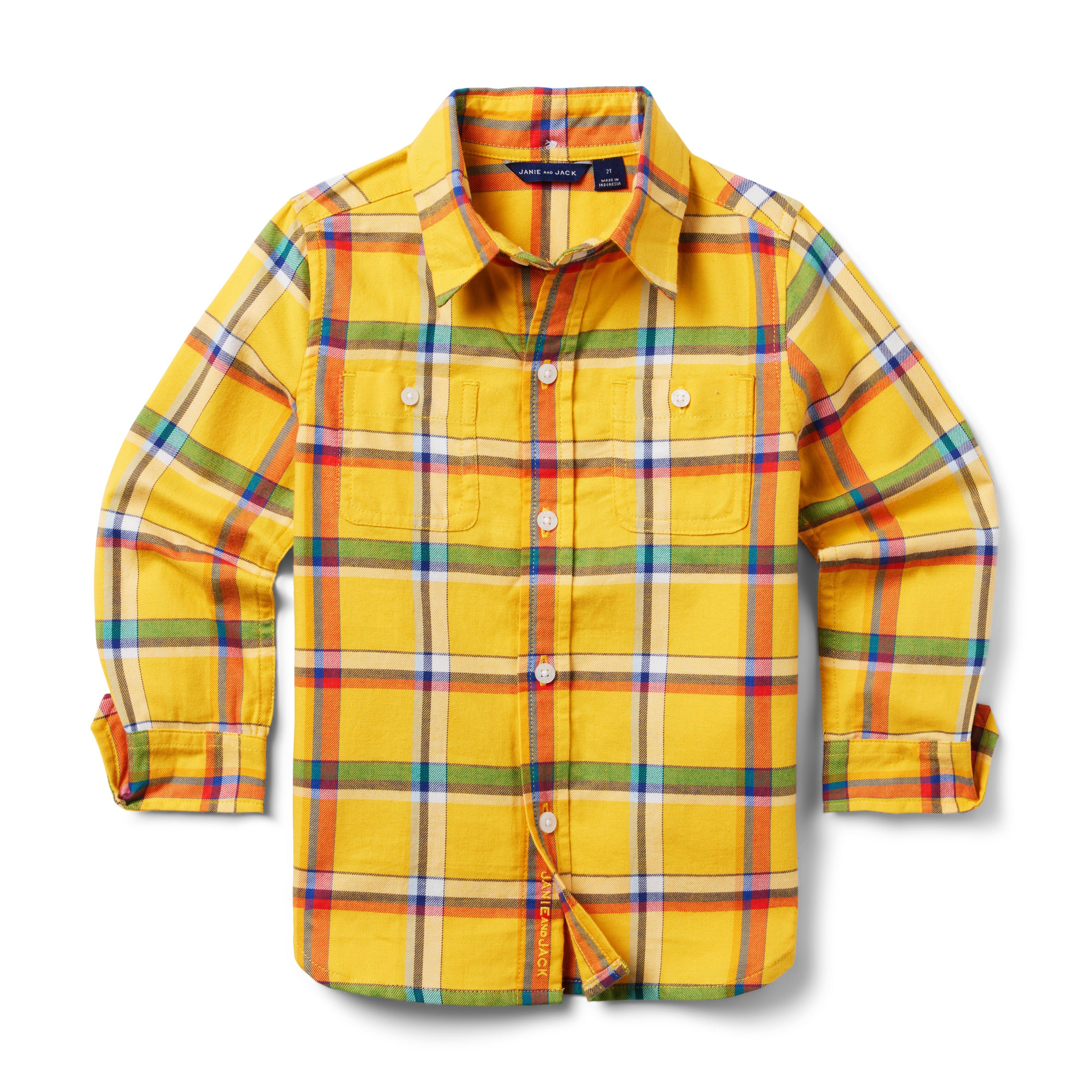 Orange and yellow plaid hot sale shirt