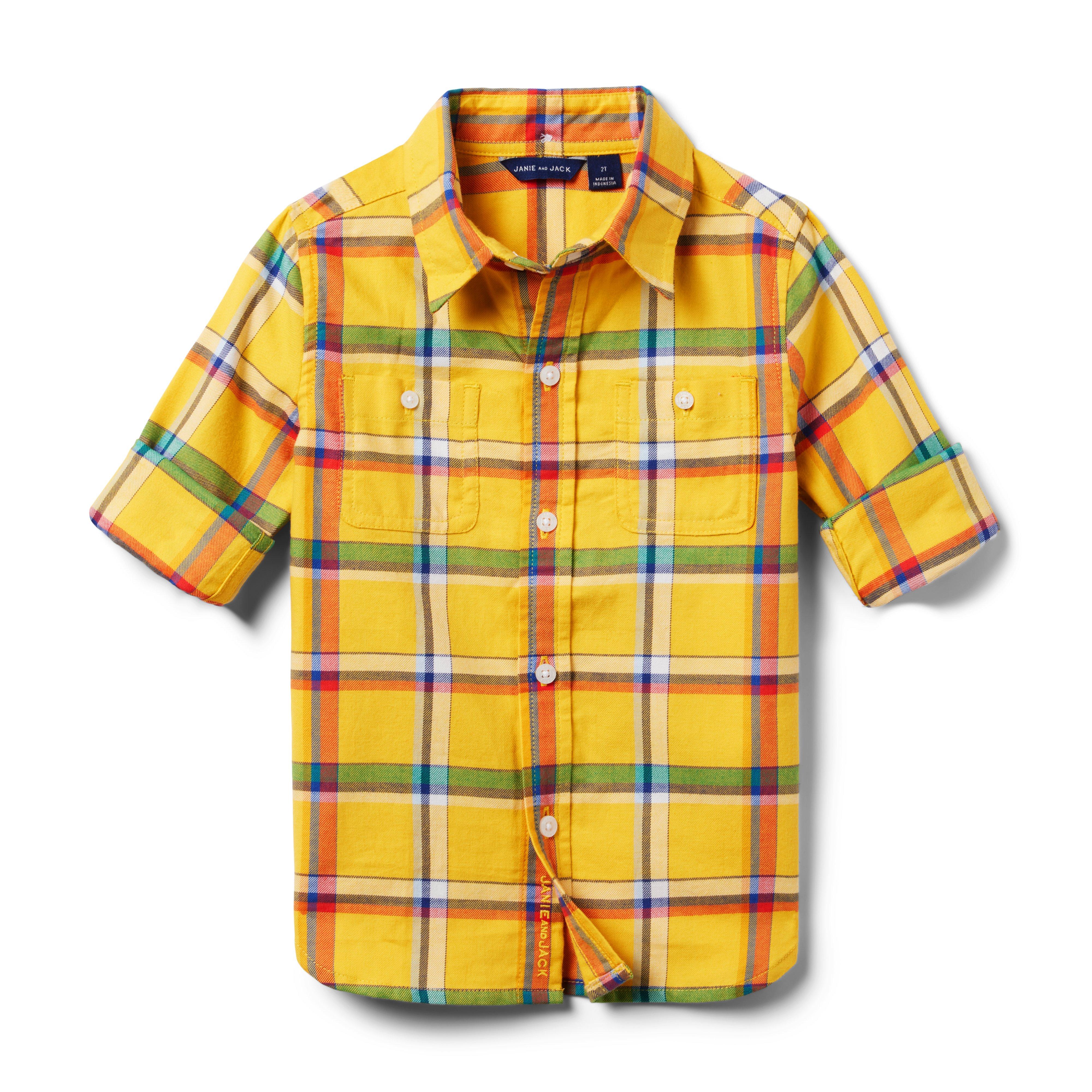 Boy Yolk Yellow Tartan Tartan Flannel Shirt by Janie and Jack