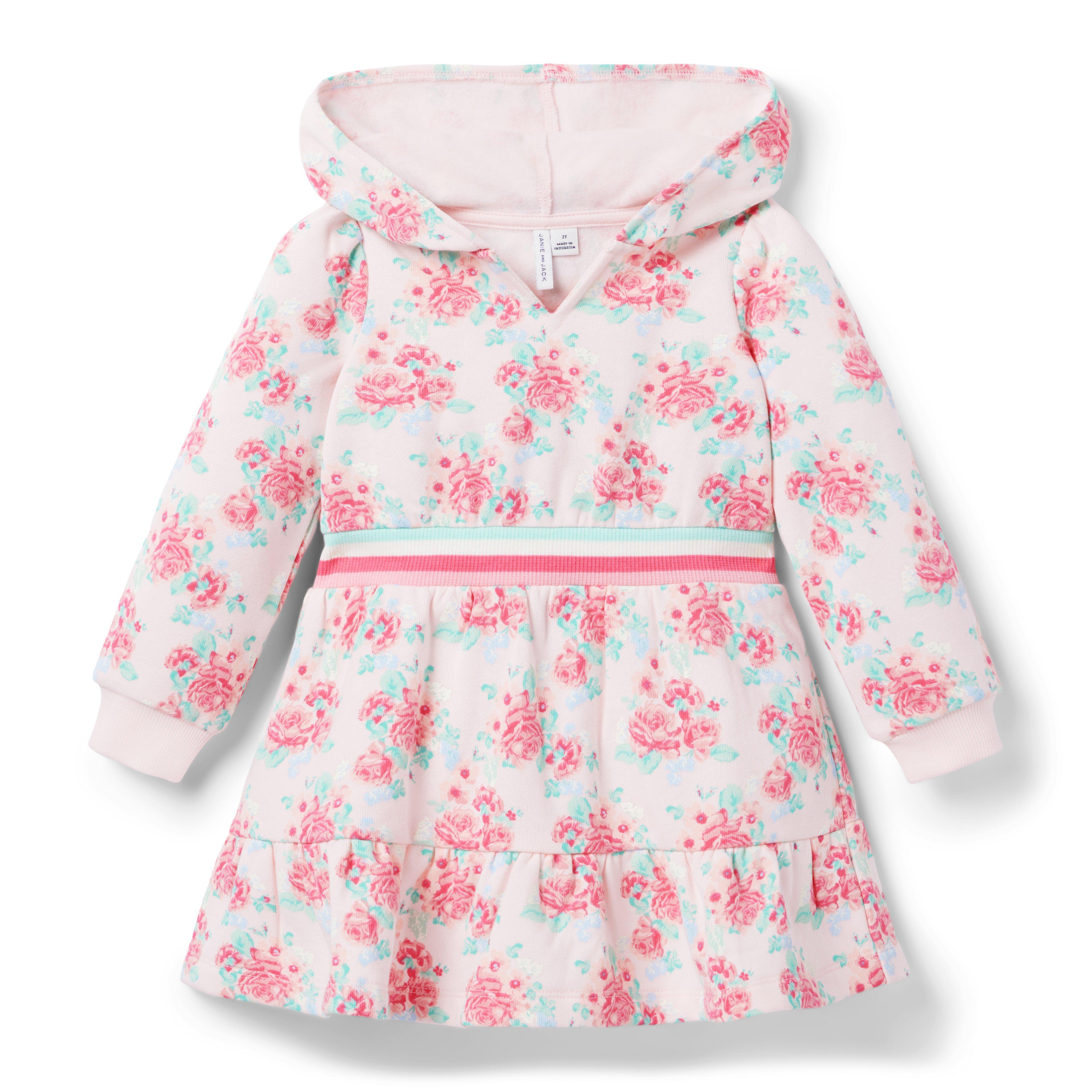 Girl Dollface Pink Floral Floral Hooded Fleece Dress by Janie and Jack