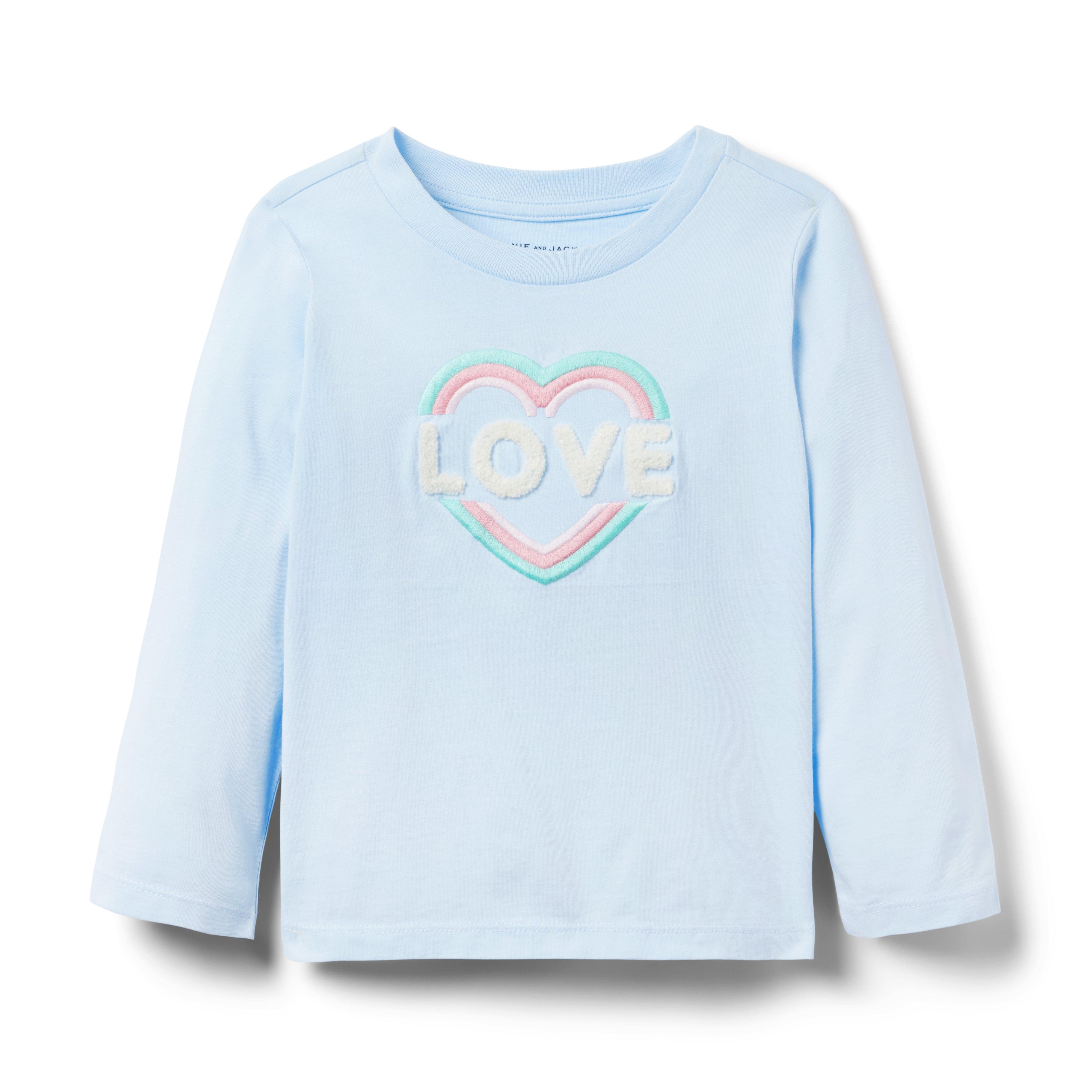 Love Heart Chenille Round Neck 3/4 Sleeve Sweater