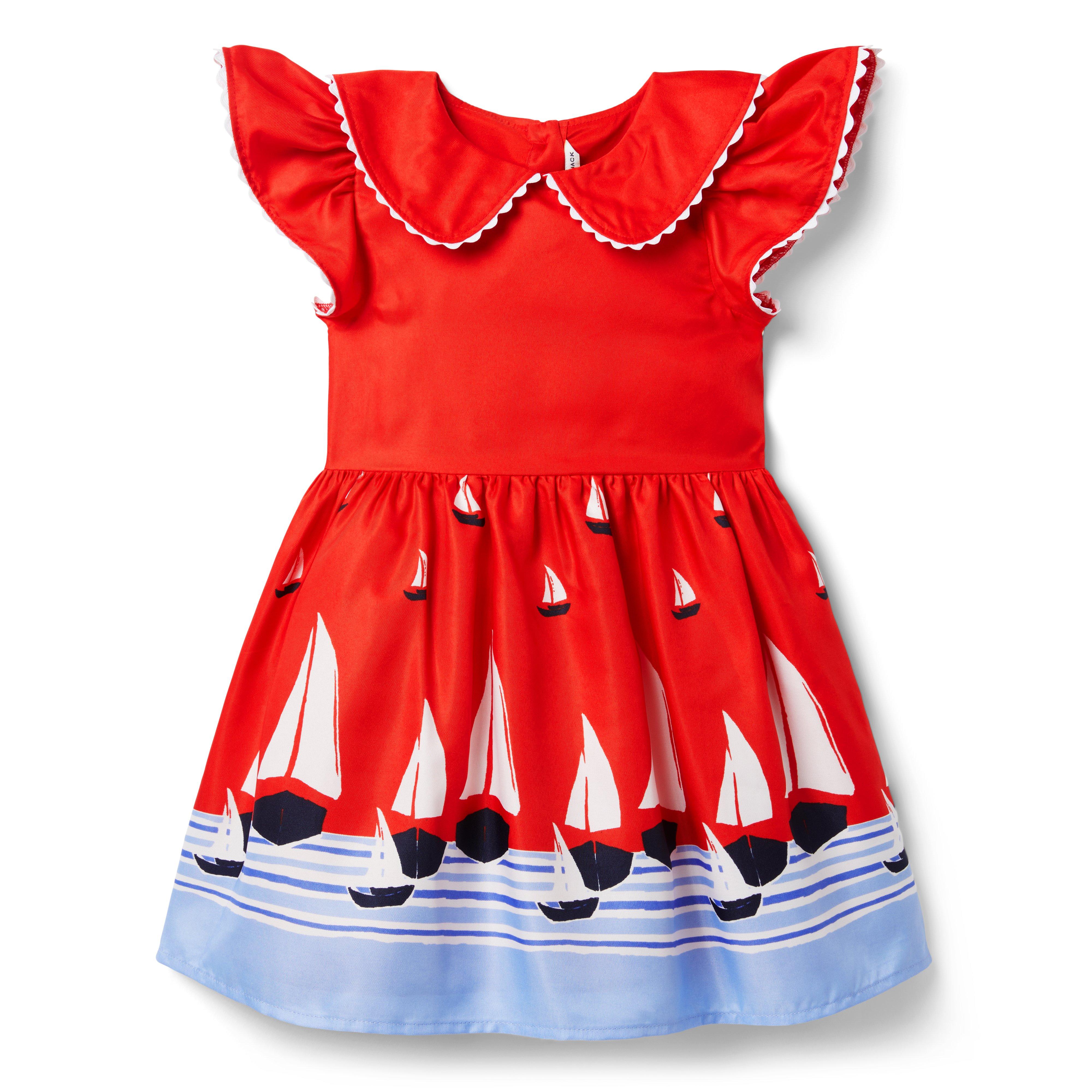 Girl Moto Red Sailboat Sailboat Collared Dress by Janie and Jack