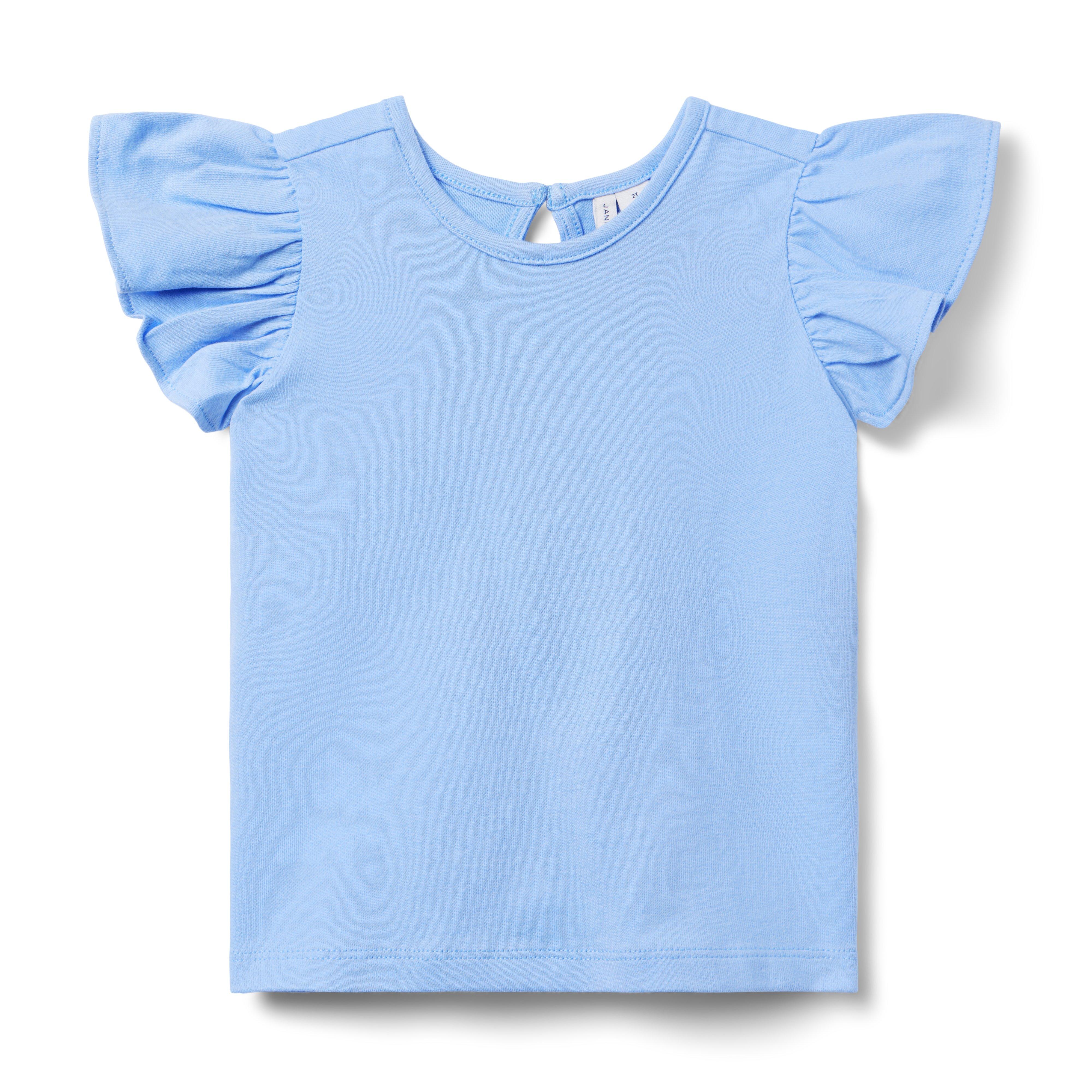 Girl Sky Blue Ruffle Sleeve Jersey Top by Janie and Jack