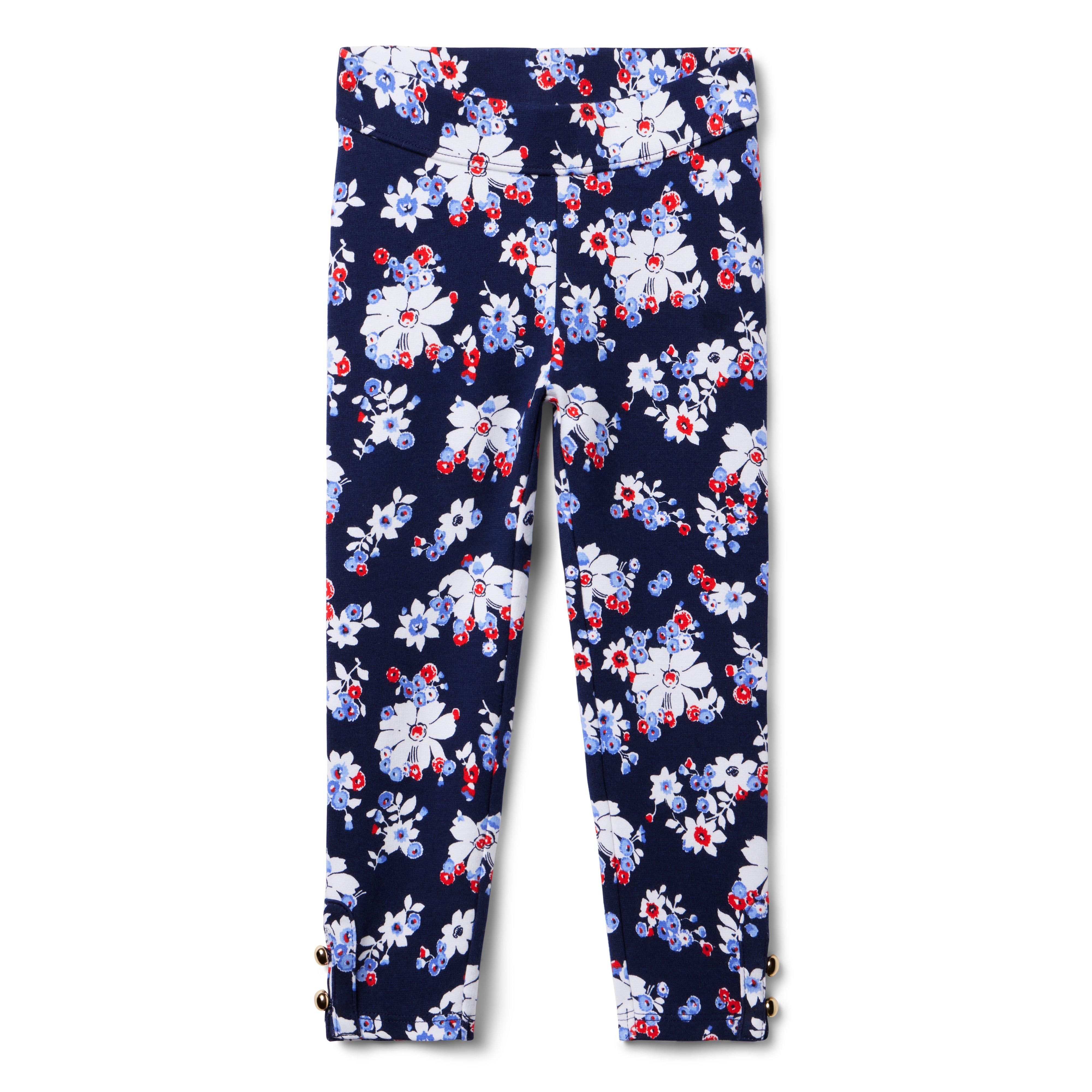 Girl Merchant Marine Floral Floral Button Cuff Ponte Pant by Janie and Jack