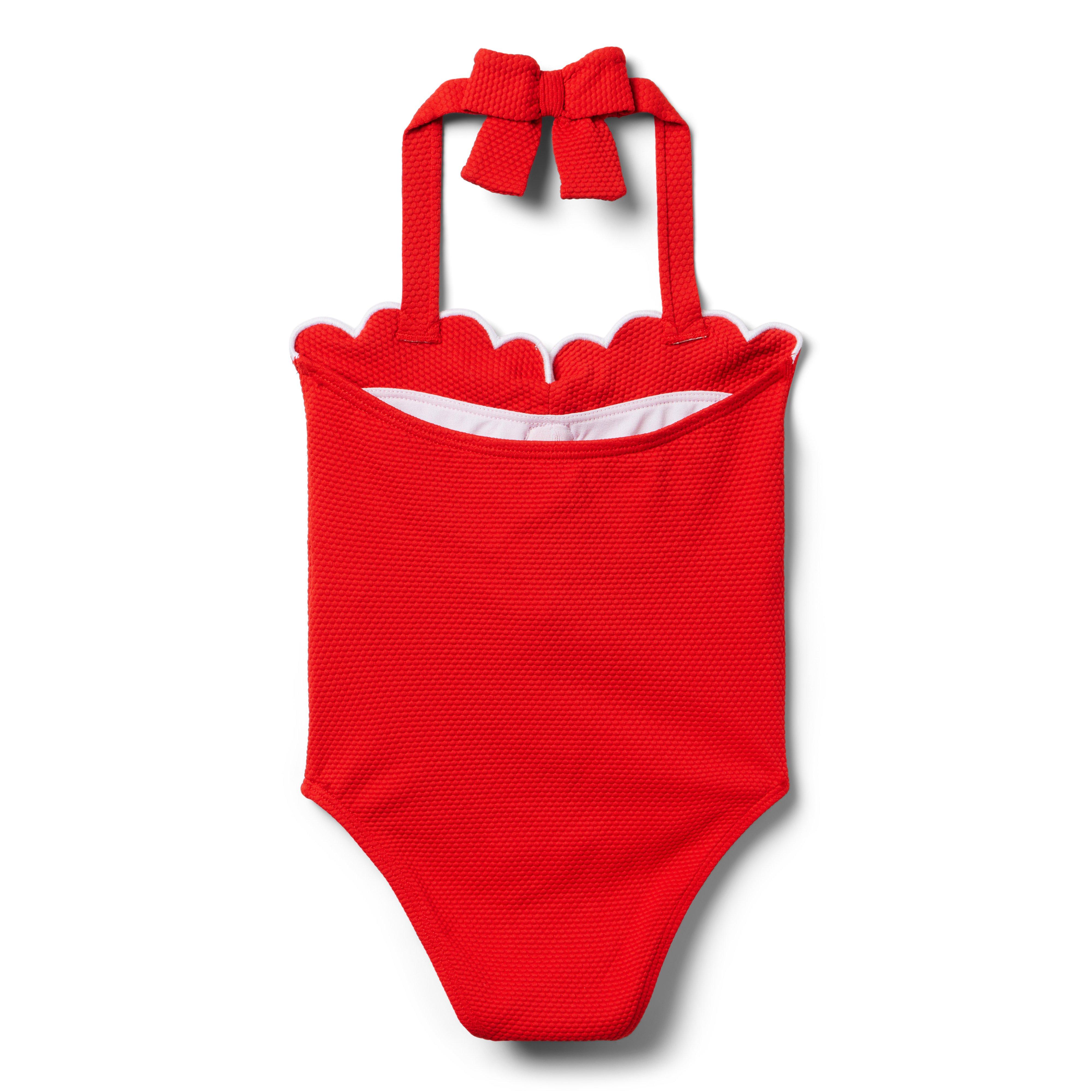 Girl Moto Red Recycled Rosette Halter Swimsuit by Janie and Jack