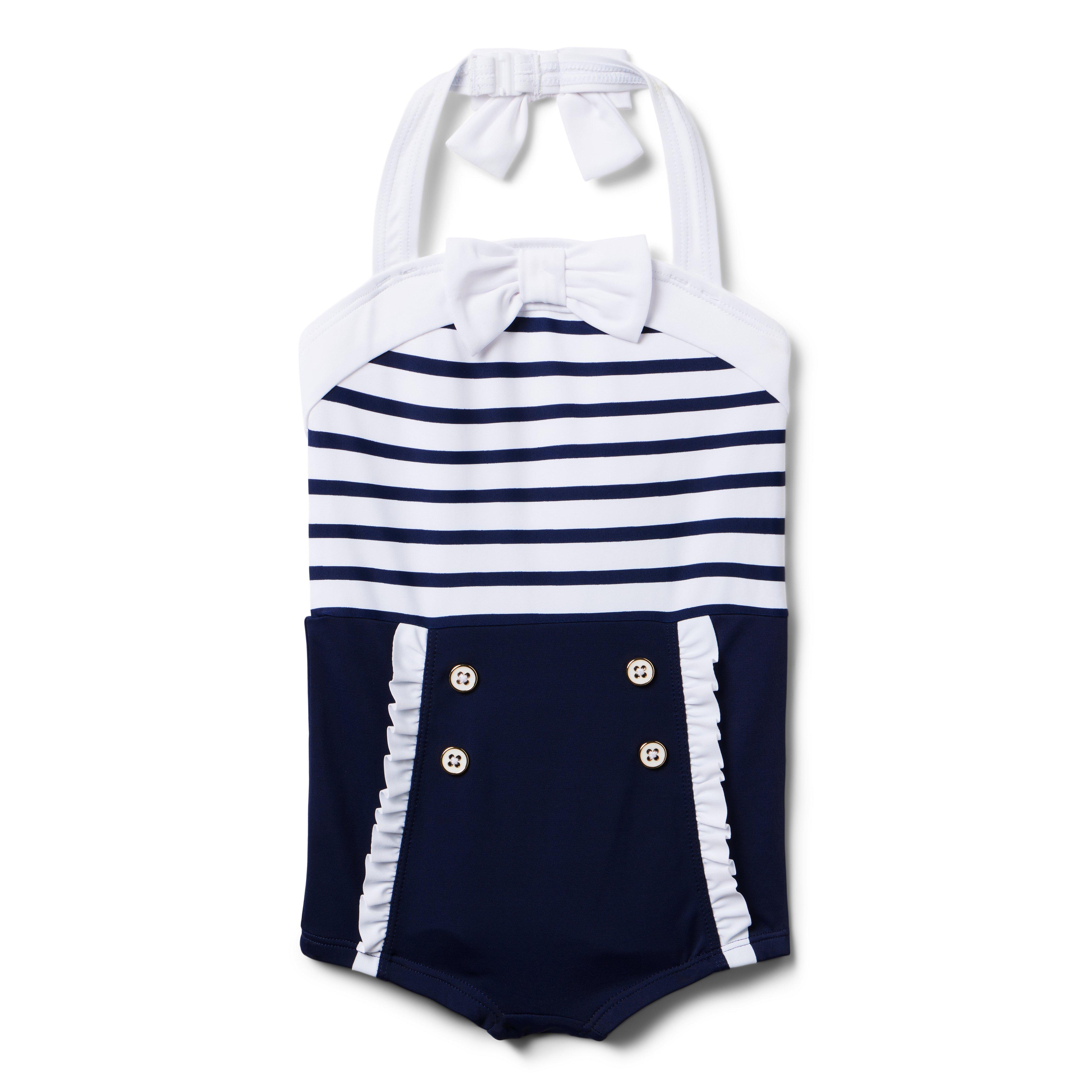 Recycled Nautical Halter Swimsuit