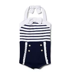 Recycled Nautical Halter Swimsuit