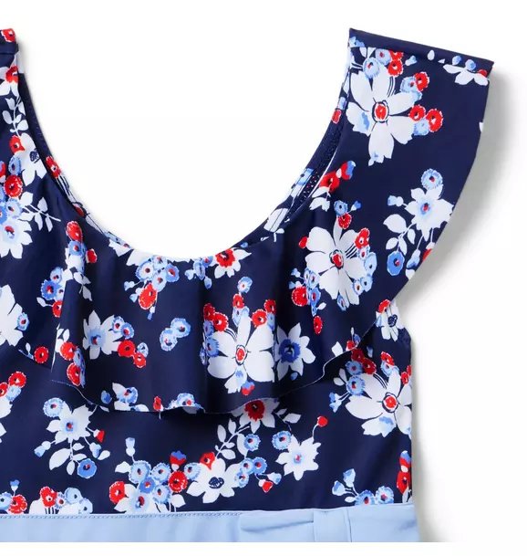 Recycled Floral Ruffle Swimsuit image number 3