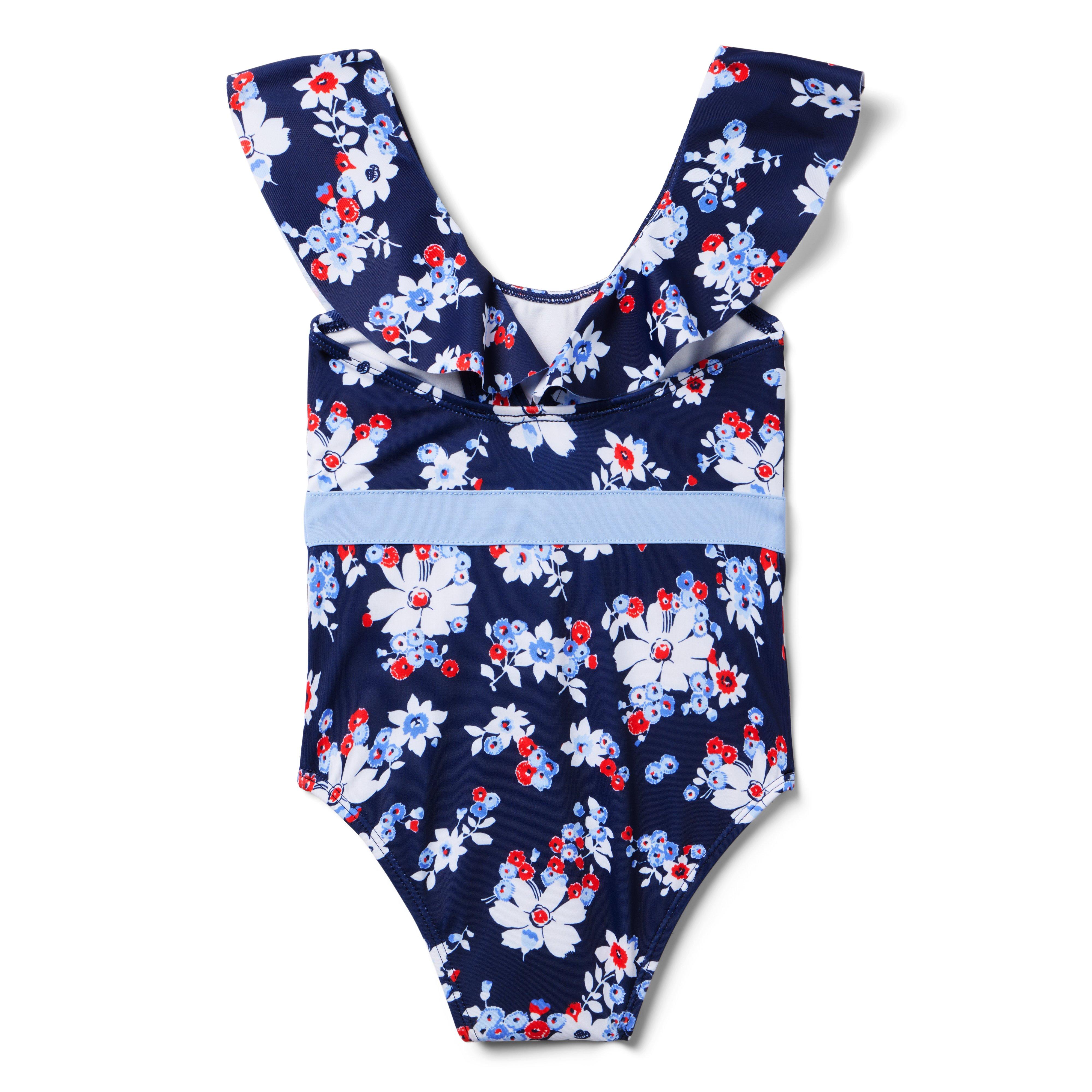 Girl Merchant Marine Floral Recycled Floral Ruffle Swimsuit by Janie ...