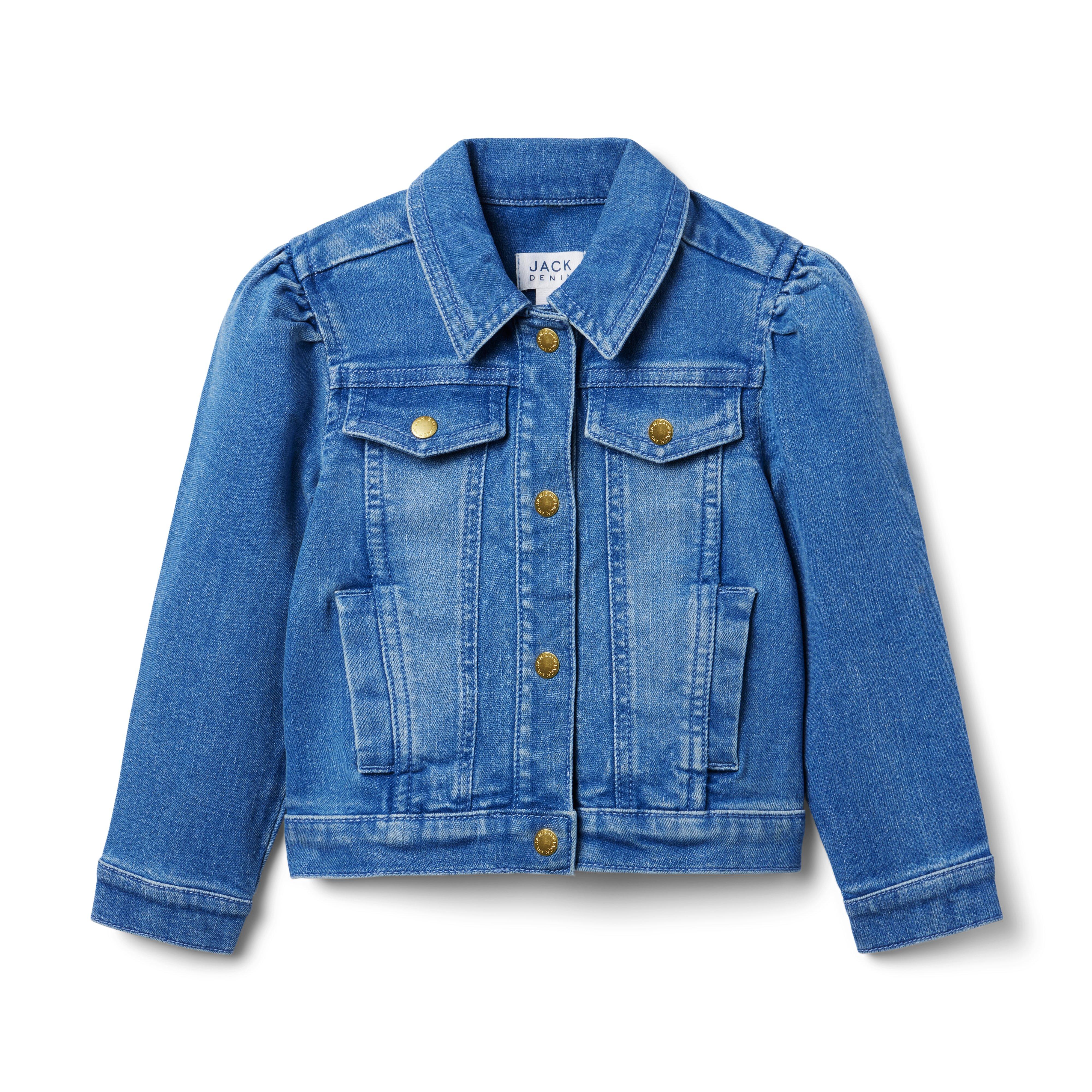 Girl Medium Wash Denim Puff Sleeve Jacket by Janie and Jack