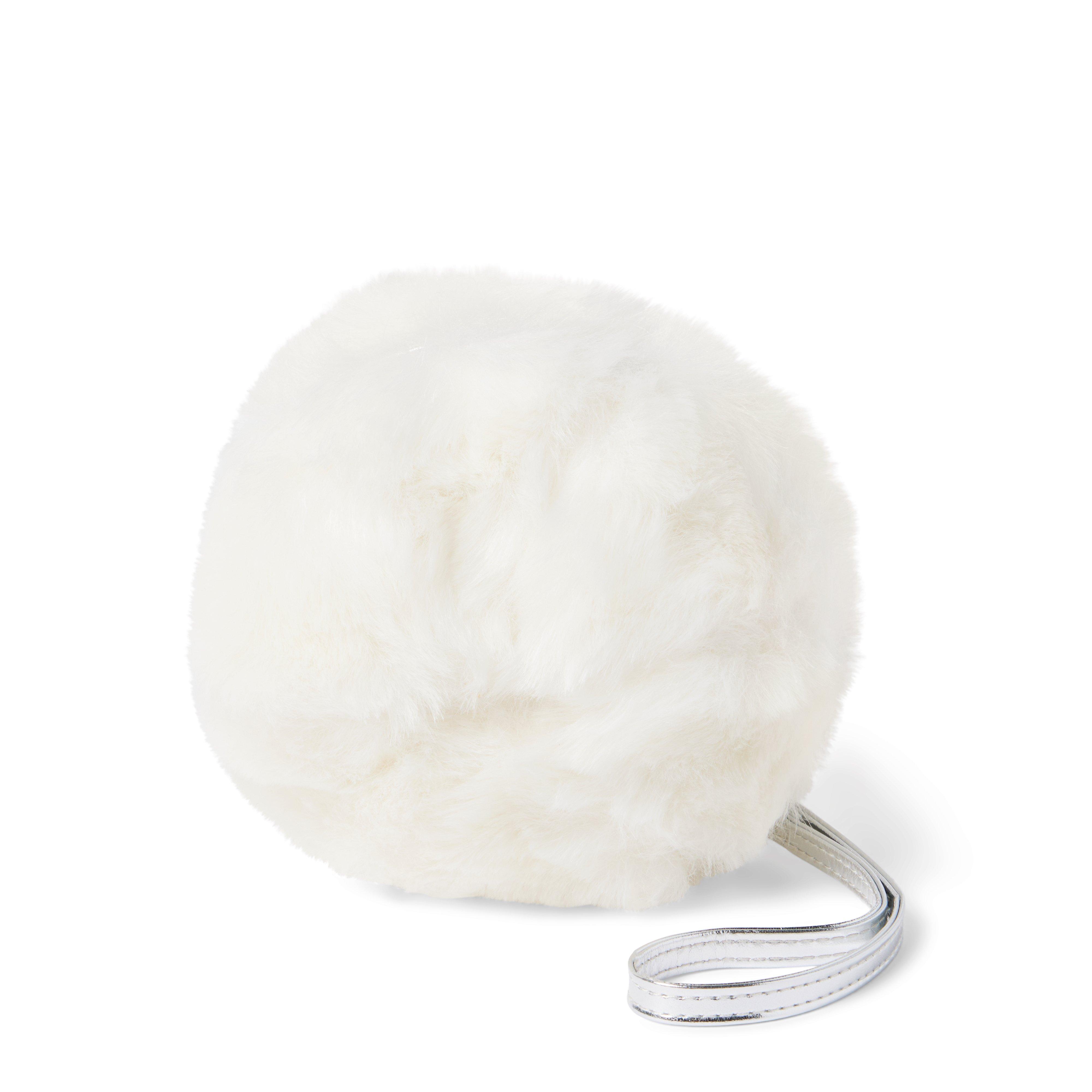 White fur online purse