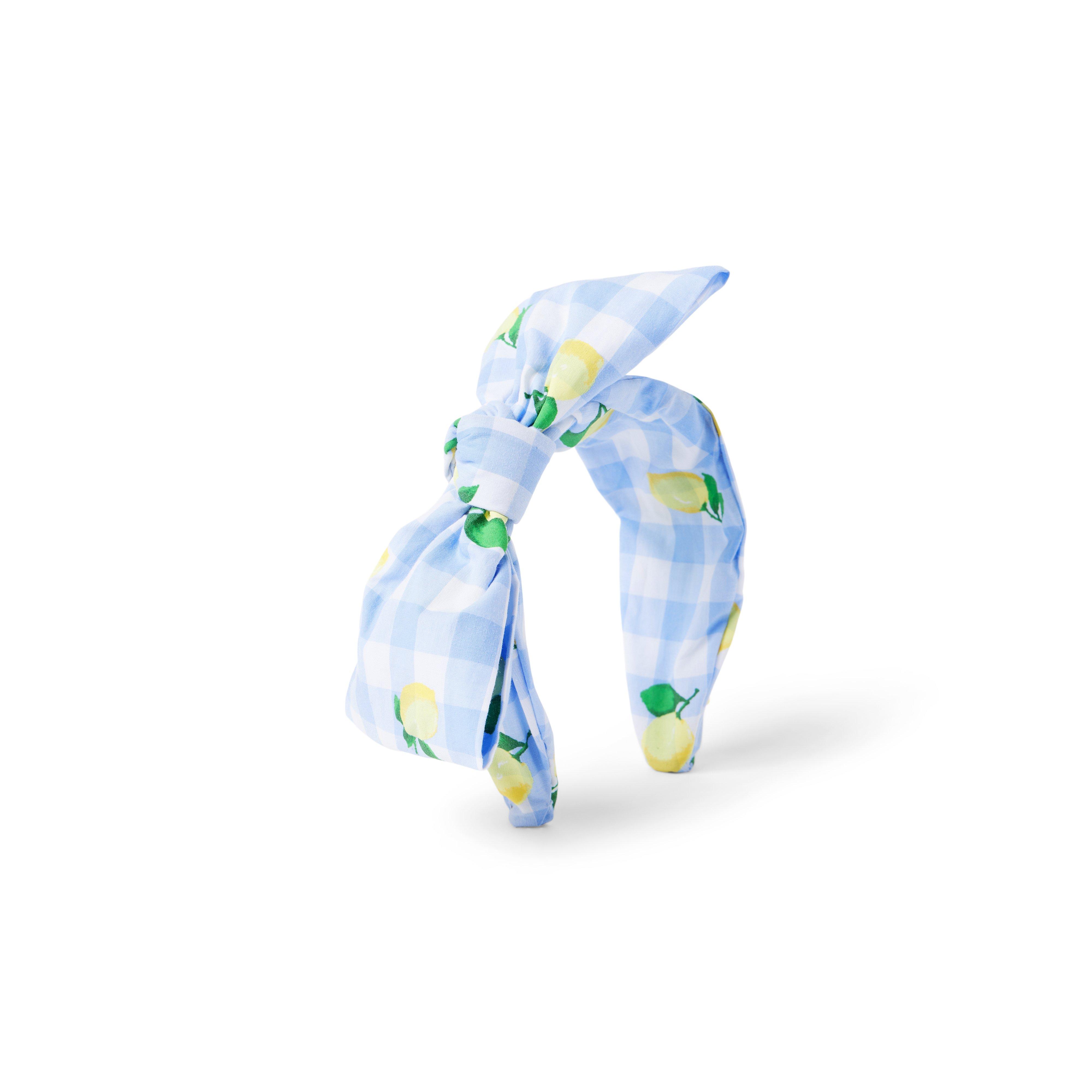 Lemon Gingham Bow Headband image number 0