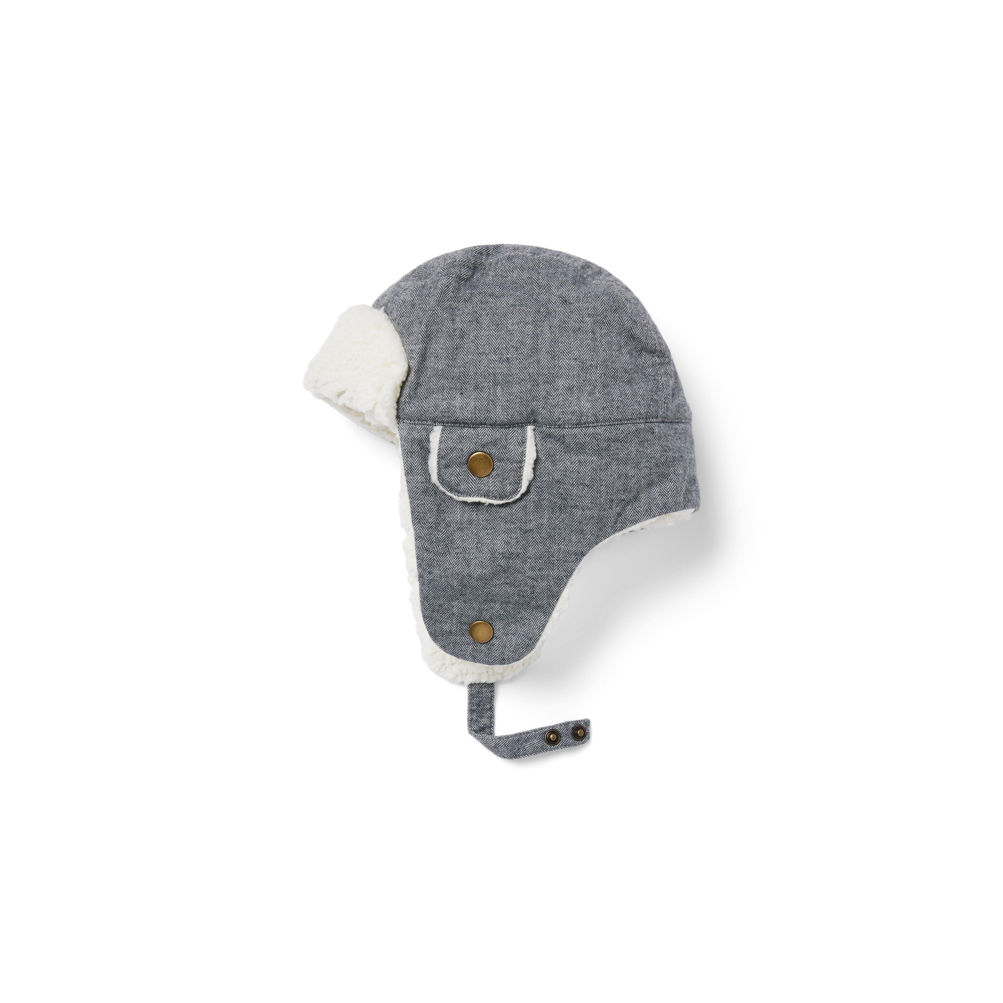 Boy Heather Grey Herringbone Trapper Hat by Janie and Jack