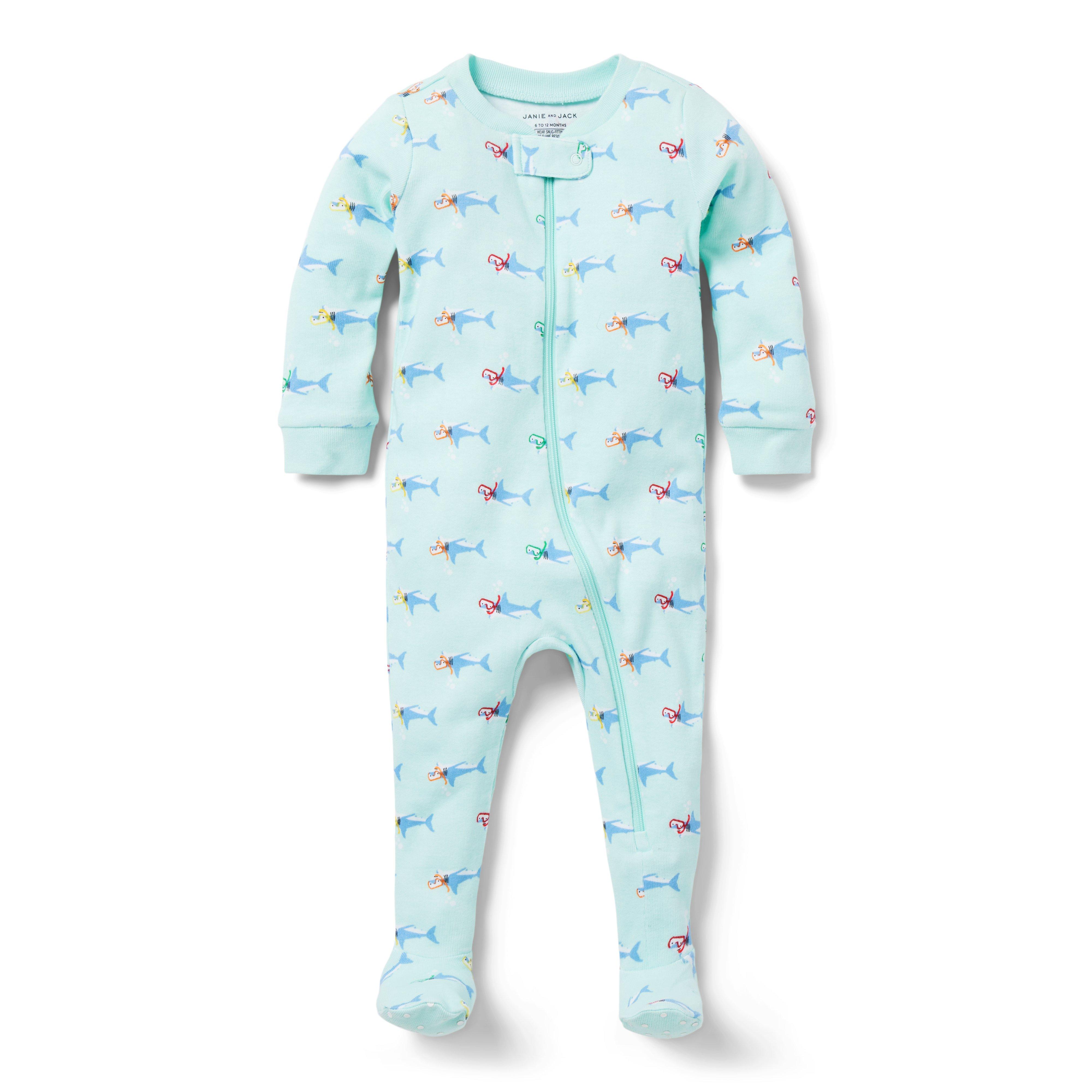 Baby Good Night Footed Pajama in Snorkeling Sharks  image number 0