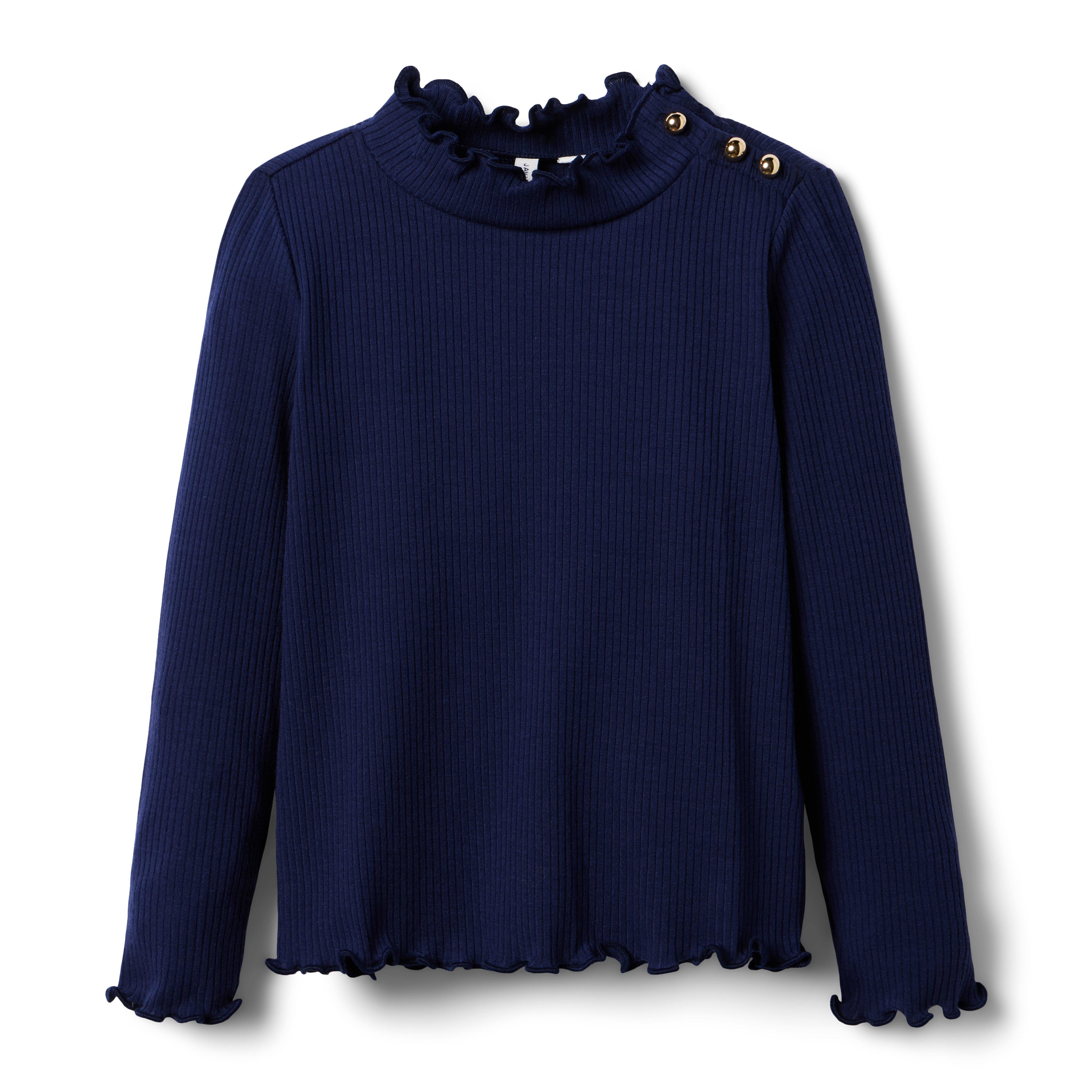 Ribbed Ruffle Trim Turtleneck image number 0