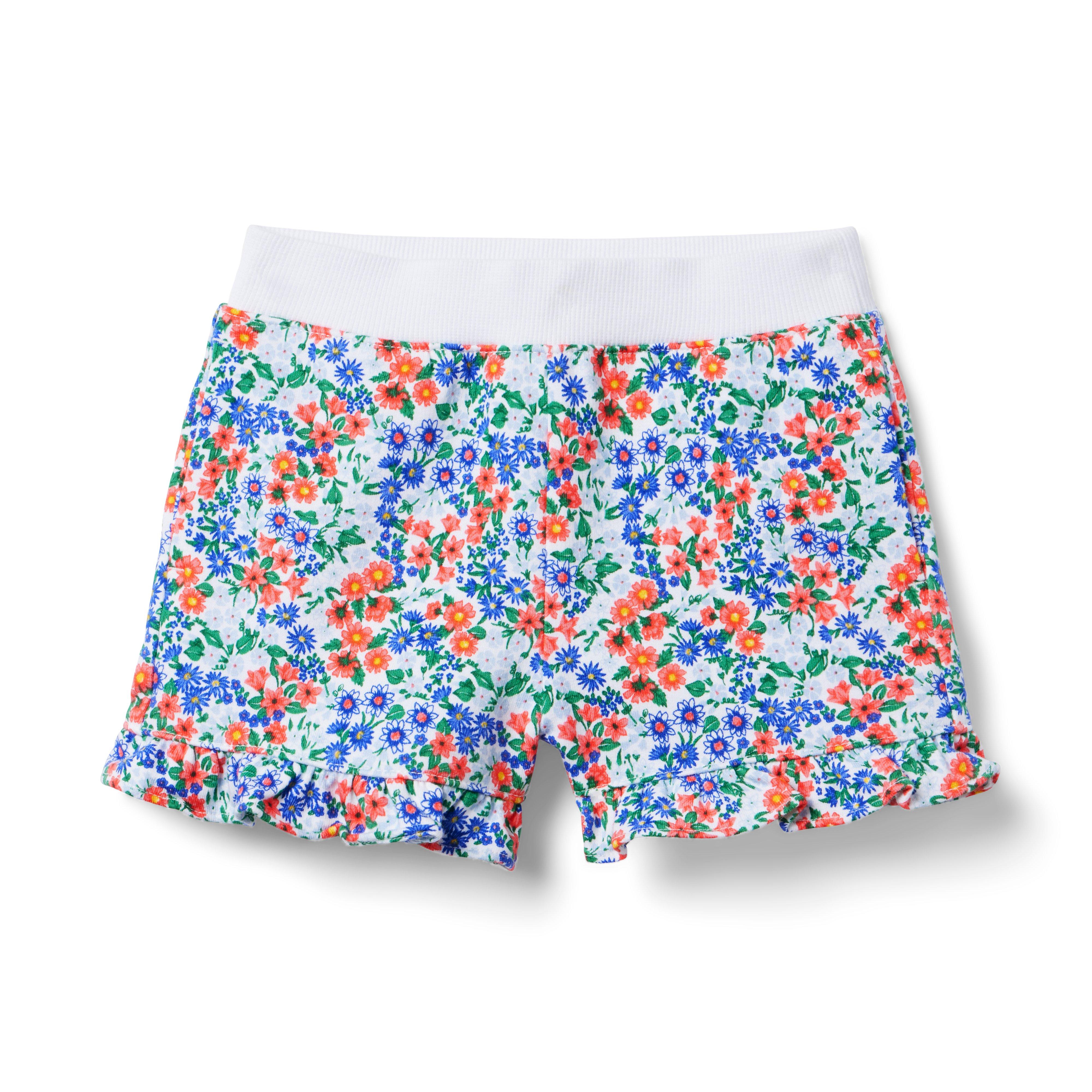 Floral Ruffle Hem French Terry Short image number 0