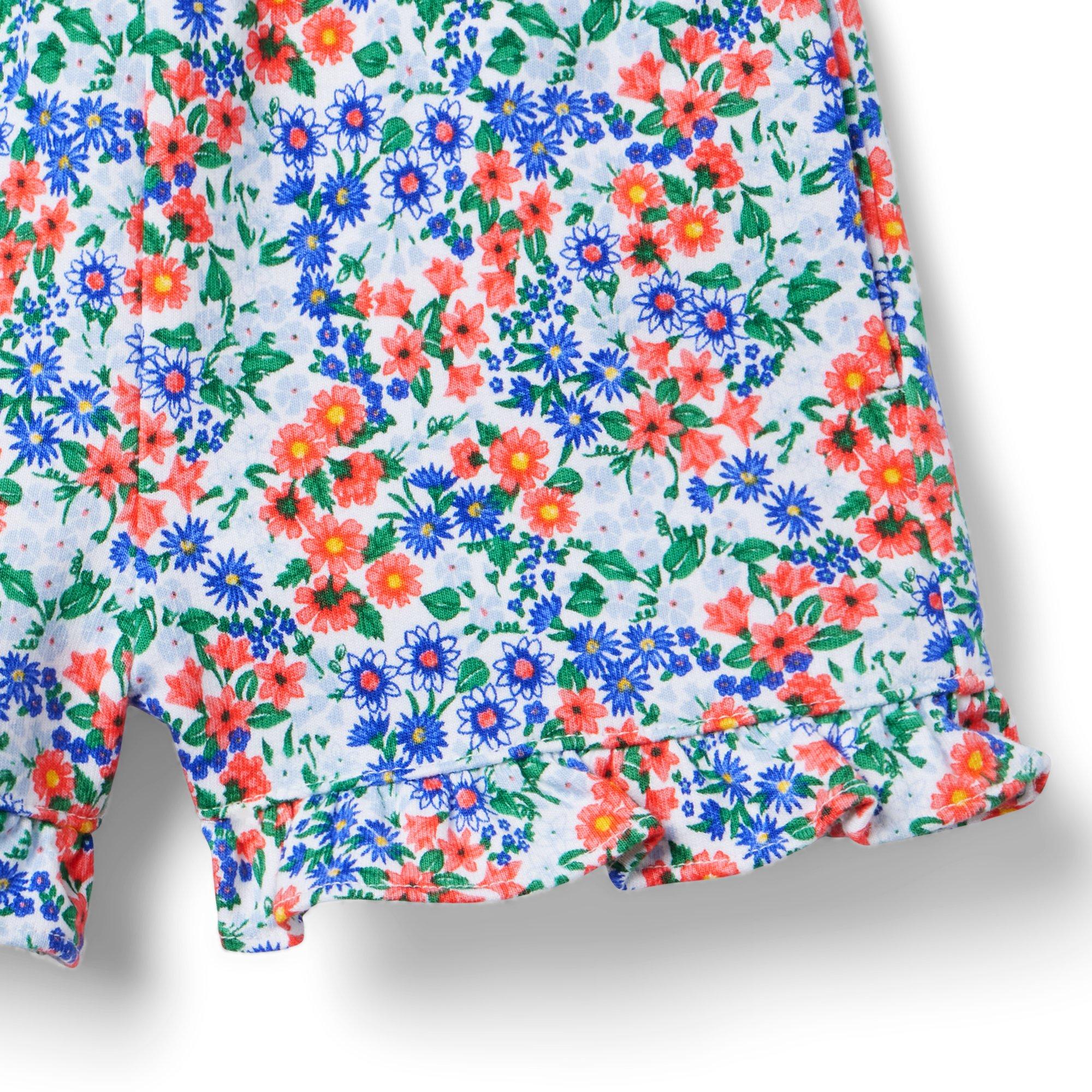 Floral Ruffle Hem French Terry Short image number 1