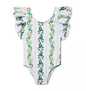 Recycled Floral Stripe Swimsuit
