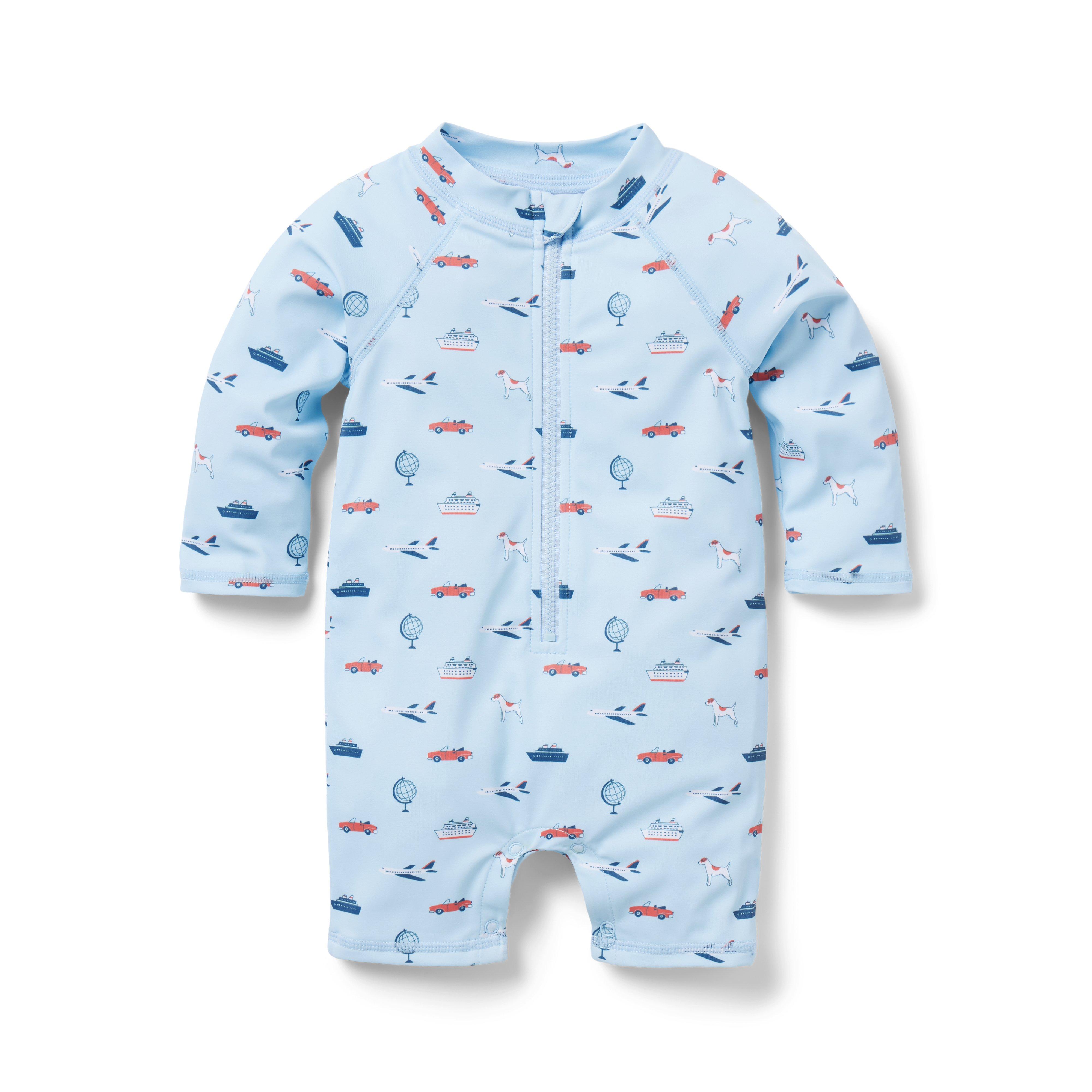 Newborn Beau Blue Around The Globe Baby Around The Globe Rash Guard