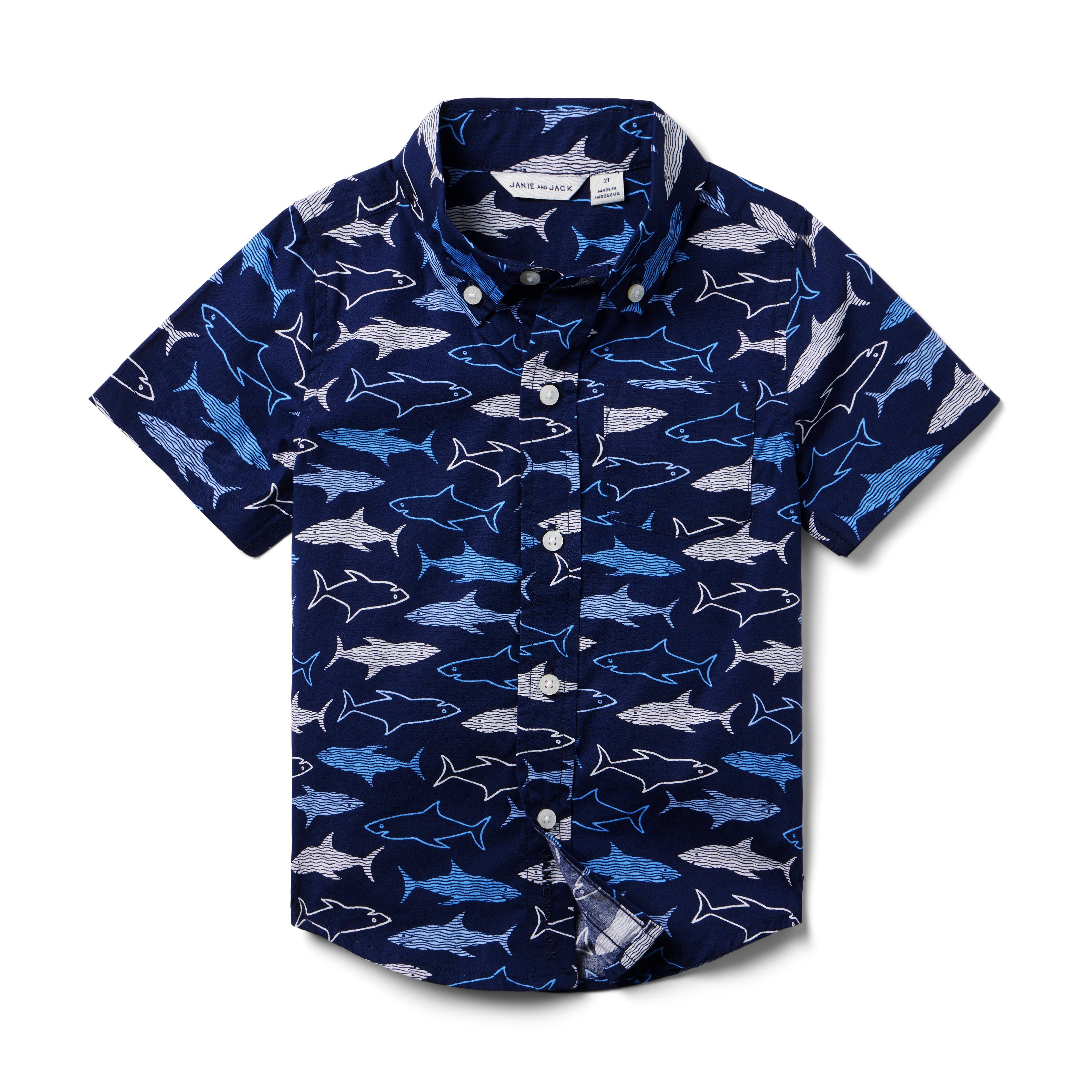 Boy Merchant Marine Shark Shark Poplin Shirt by Janie and Jack