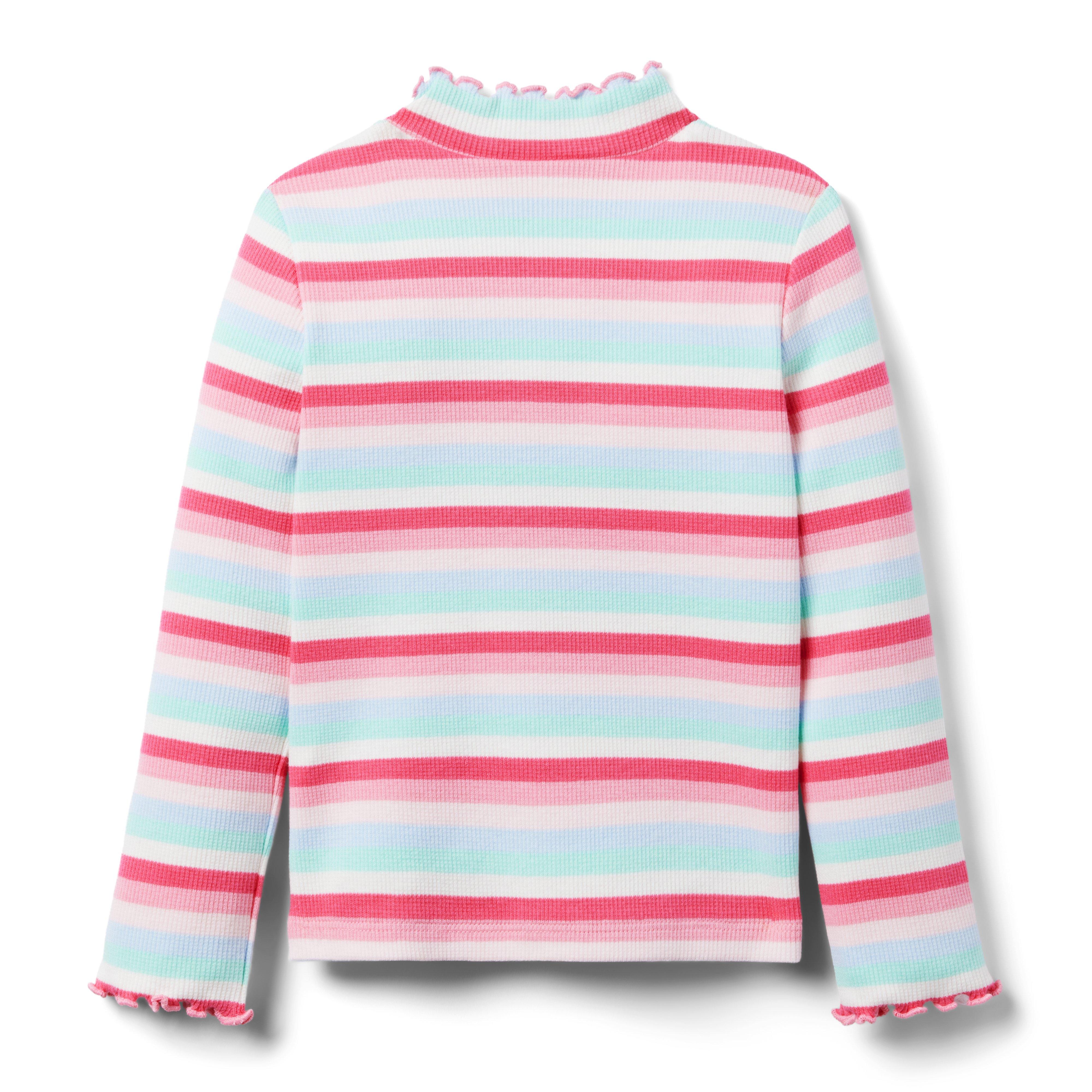 Striped Ribbed Ruffle Turtleneck image number 1