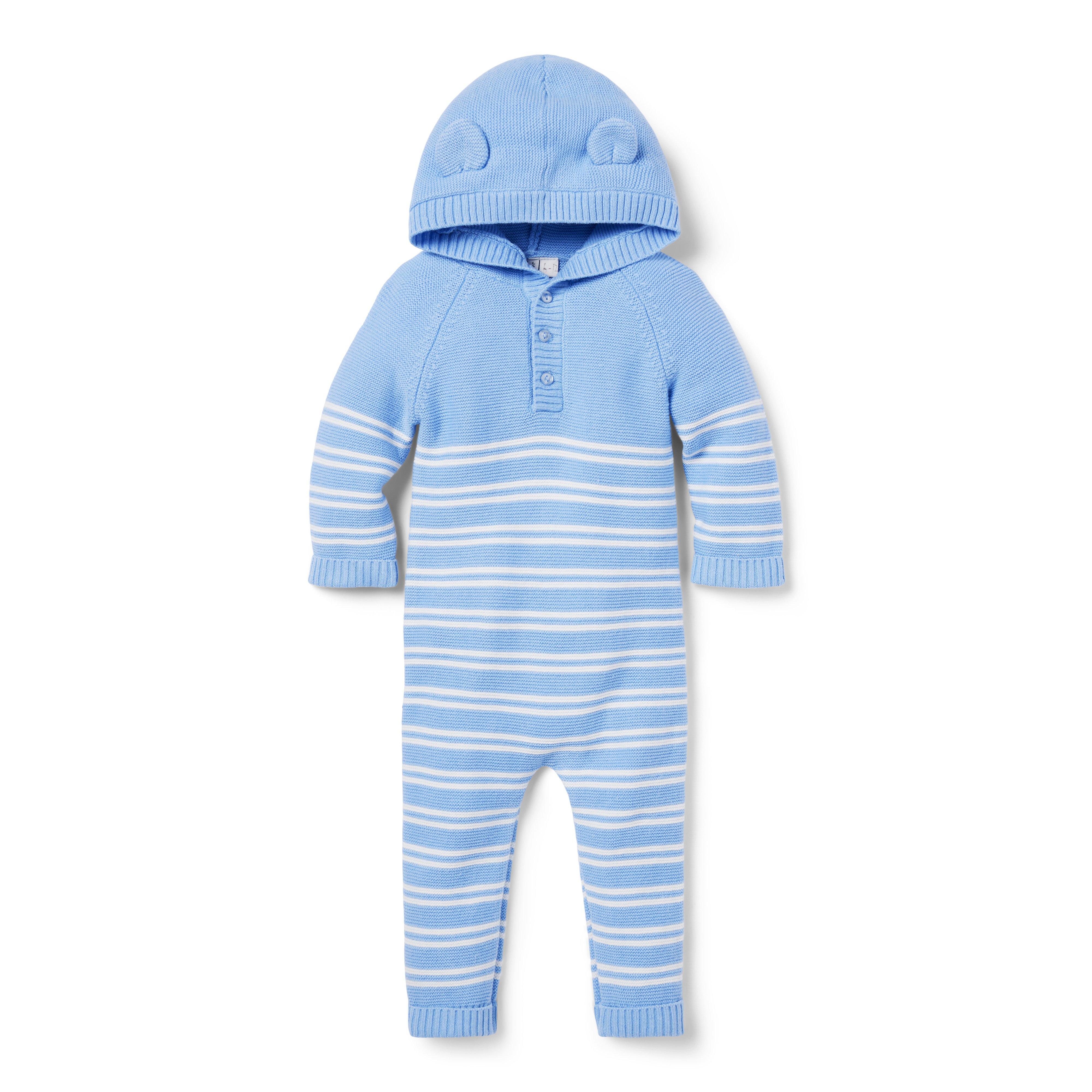 Baby Striped Bear Ear Hooded One-Piece