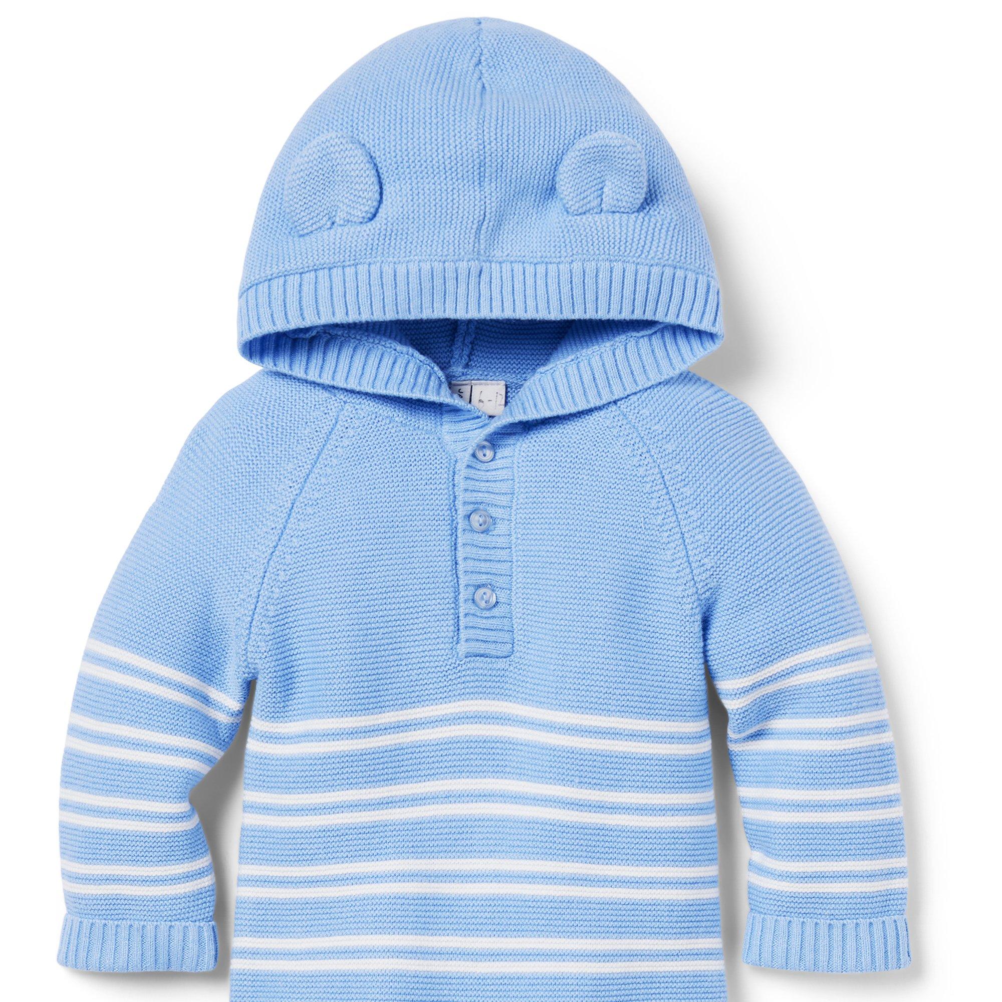 Baby Striped Bear Ear Hooded One-Piece image number 3