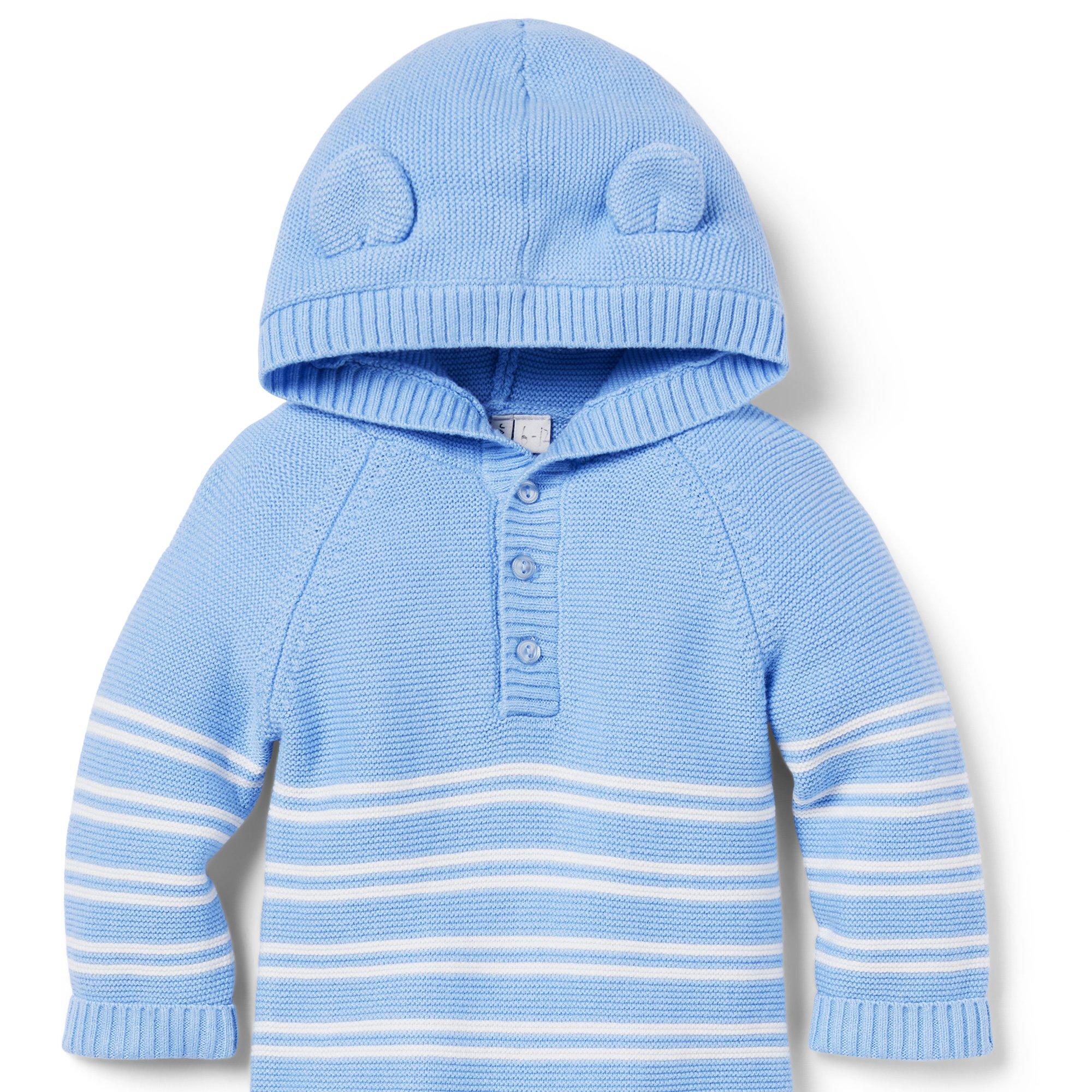 Baby Striped Bear Ear Hooded One-Piece