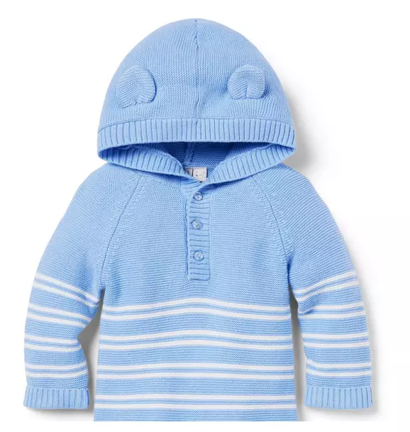 Baby Striped Bear Ear Hooded One-Piece image number 3