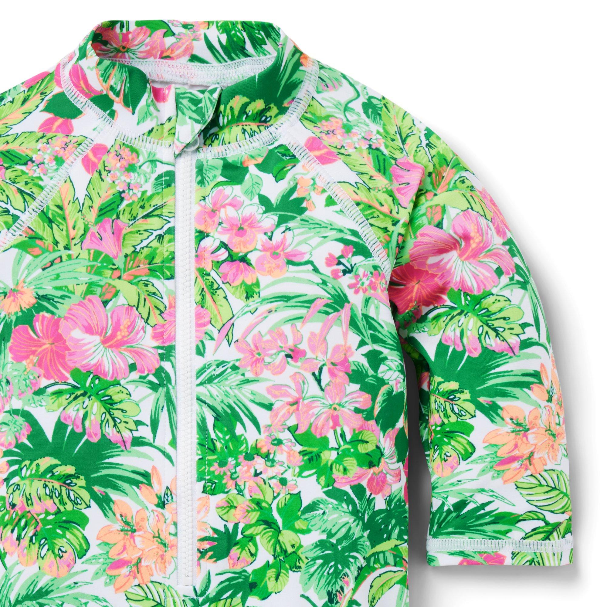 Baby Recycled Tropical Floral Rash Guard Swimsuit image number 4