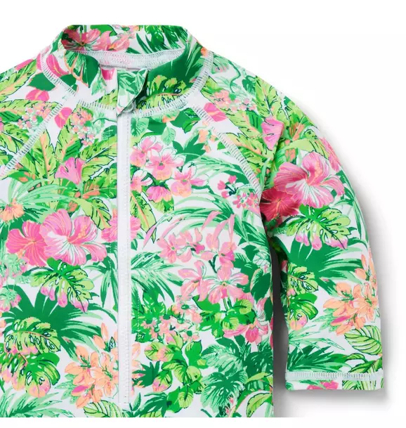 Baby Recycled Tropical Floral Rash Guard Swimsuit image number 4