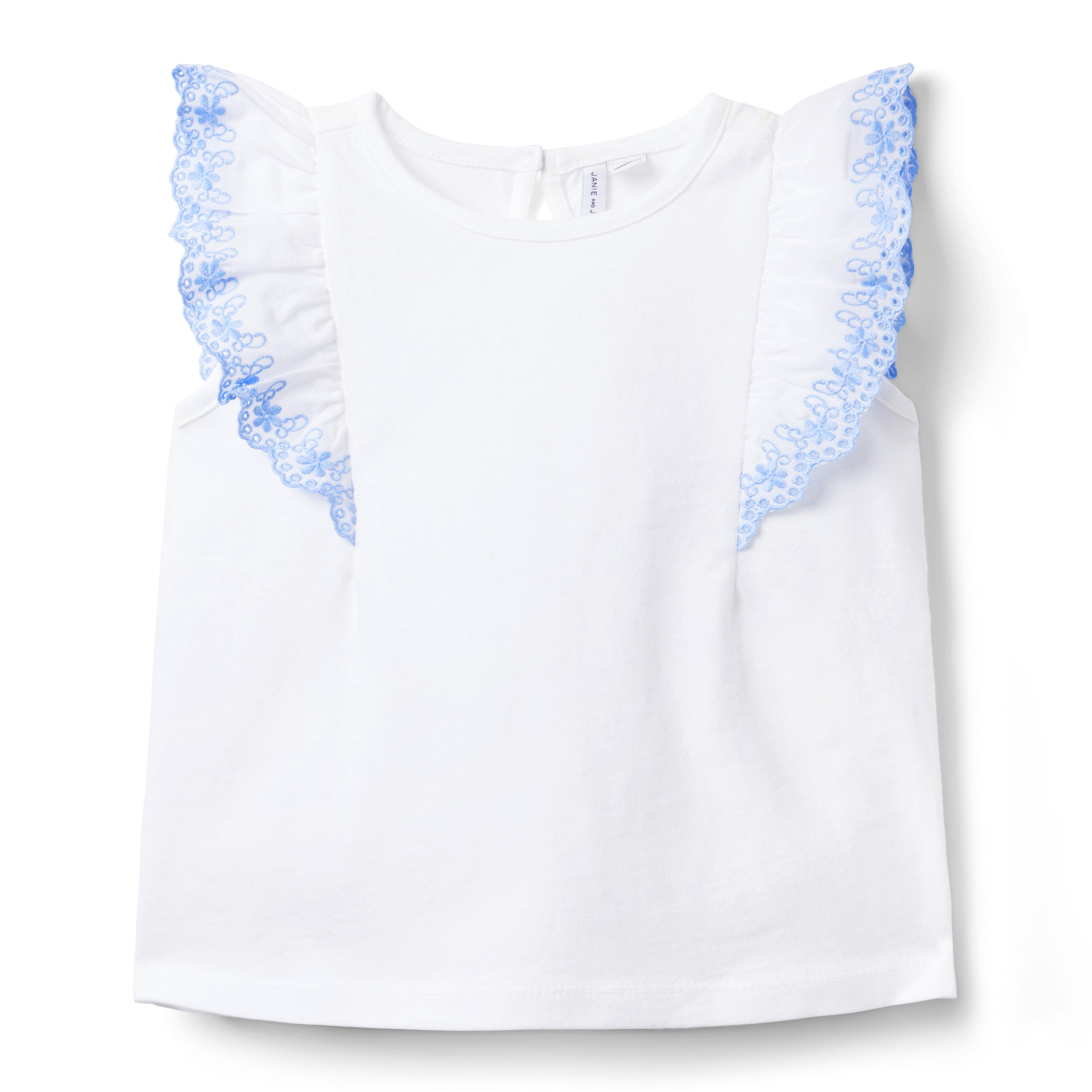 Embroidered Ruffle Top