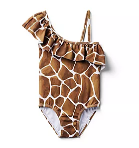 Recycled Giraffe Ruffle Swimsuit