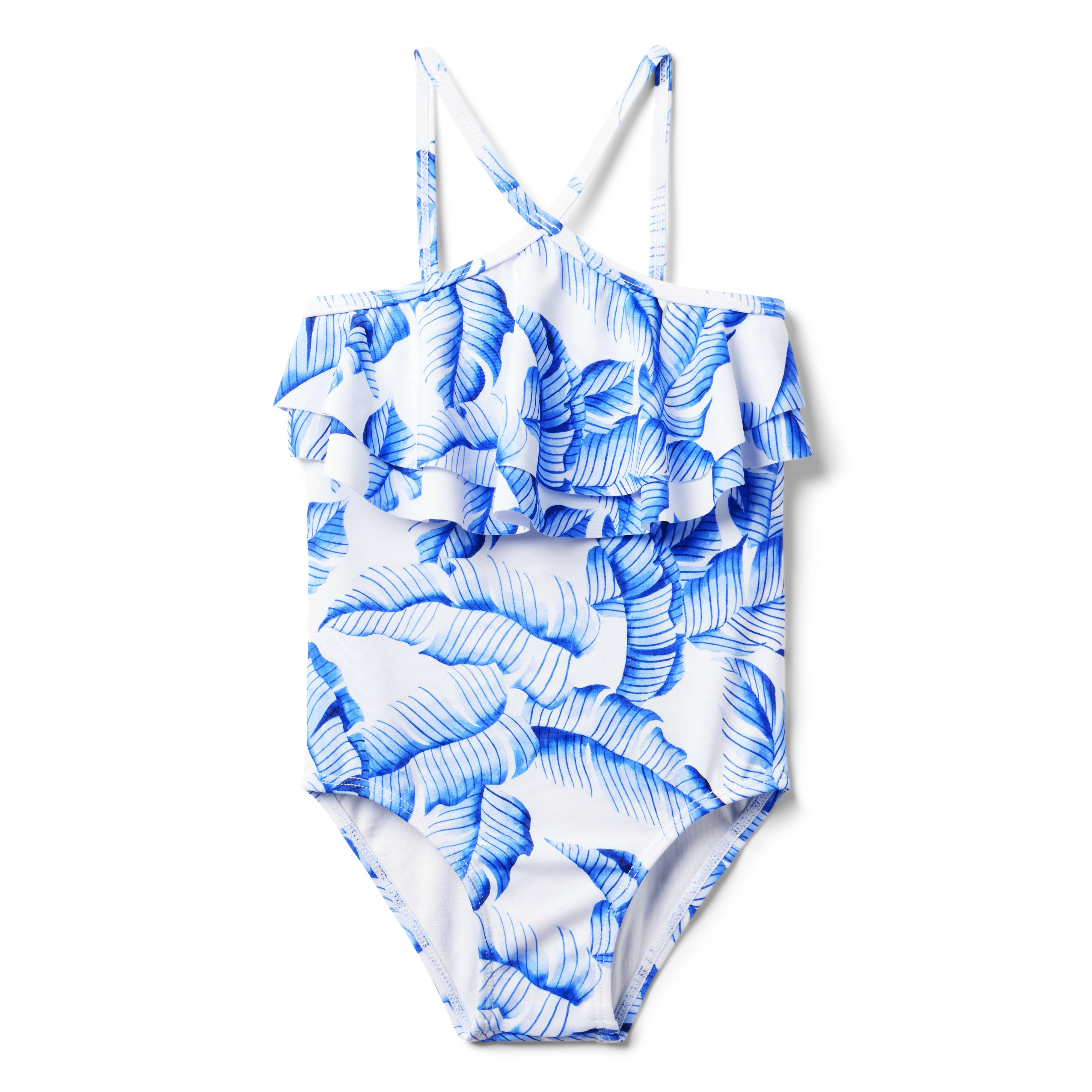Recycled Palm Ruffle Halter Swimsuit