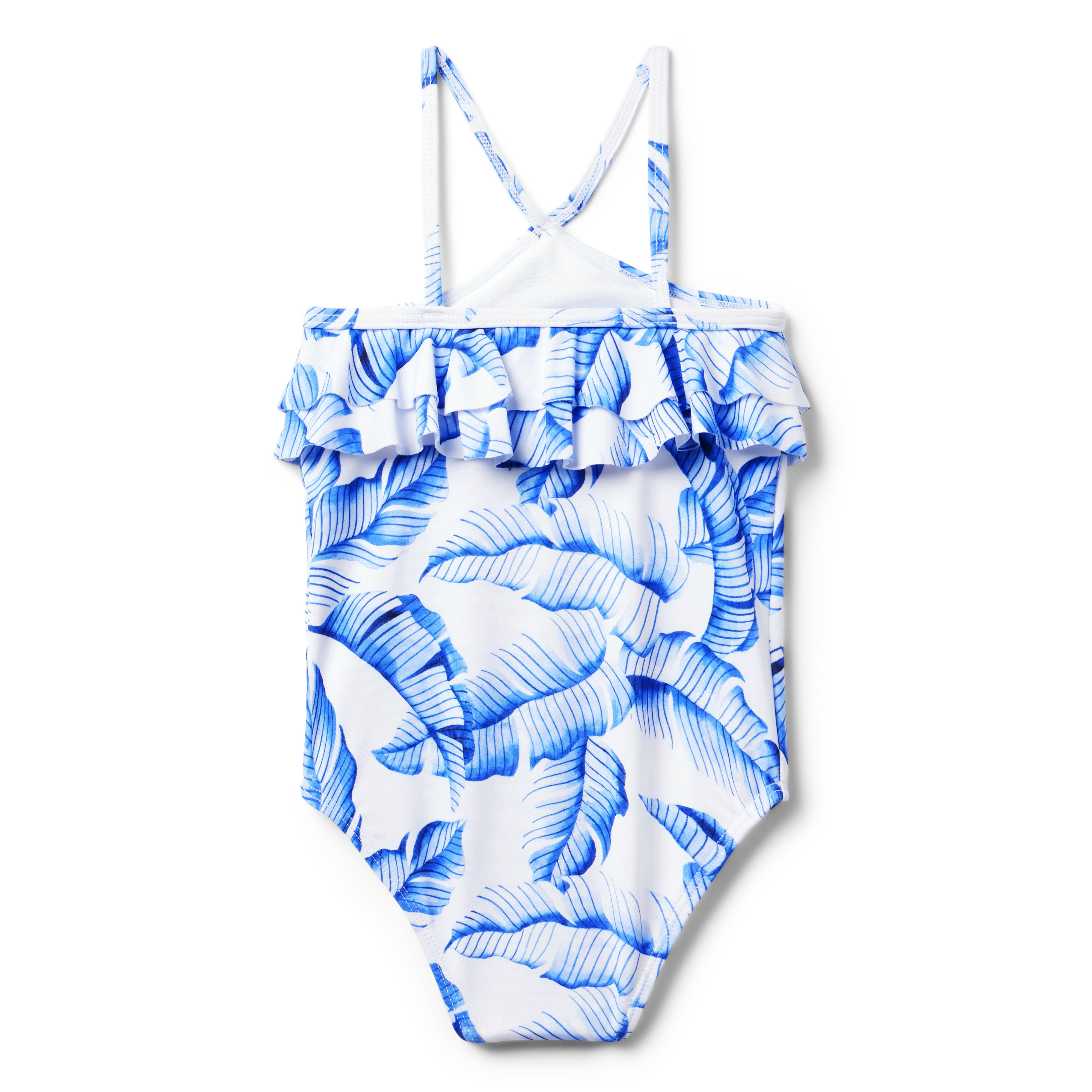 Recycled Palm Ruffle Halter Swimsuit image number 1