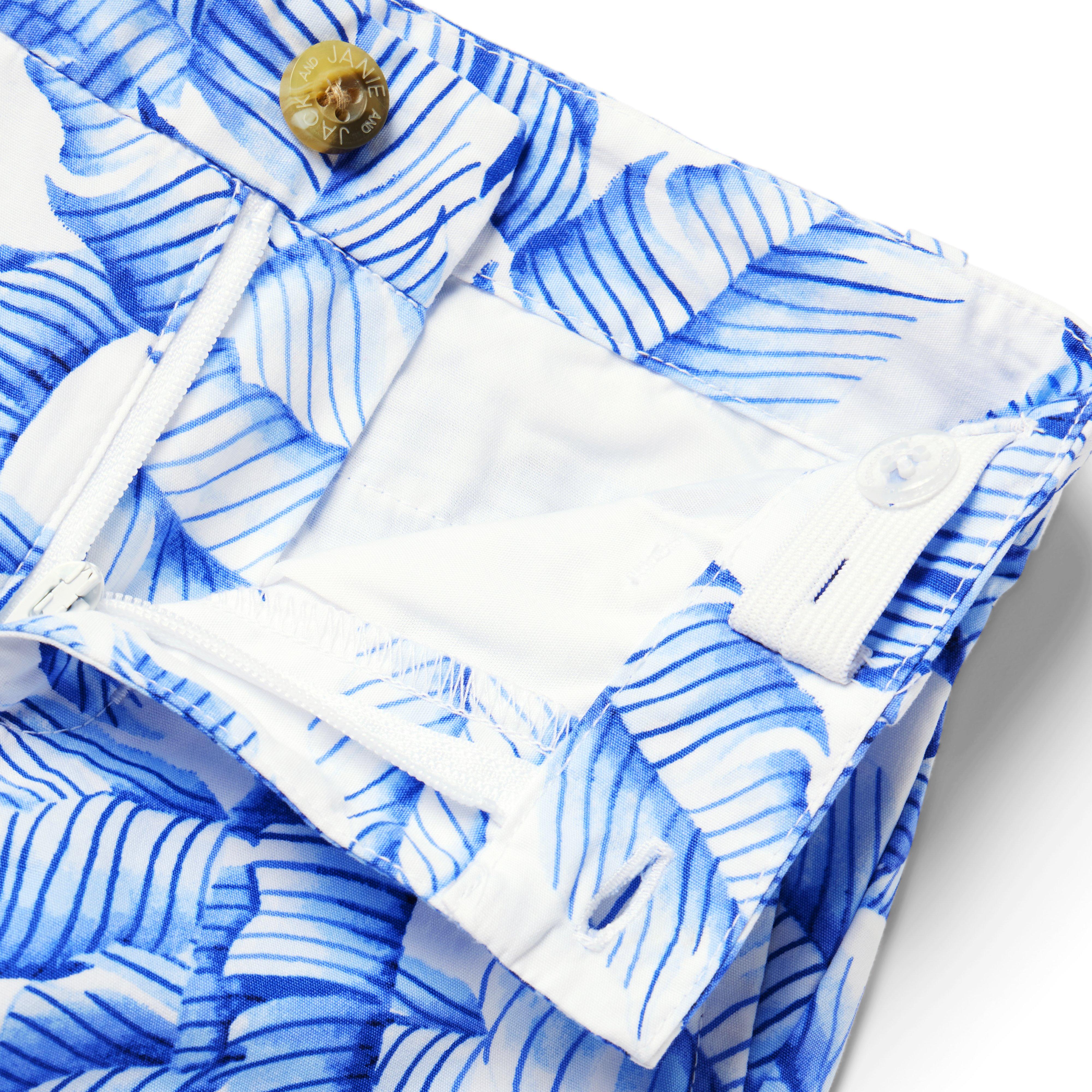 Boy French Blue Palm Palm Poplin Short by Janie and Jack