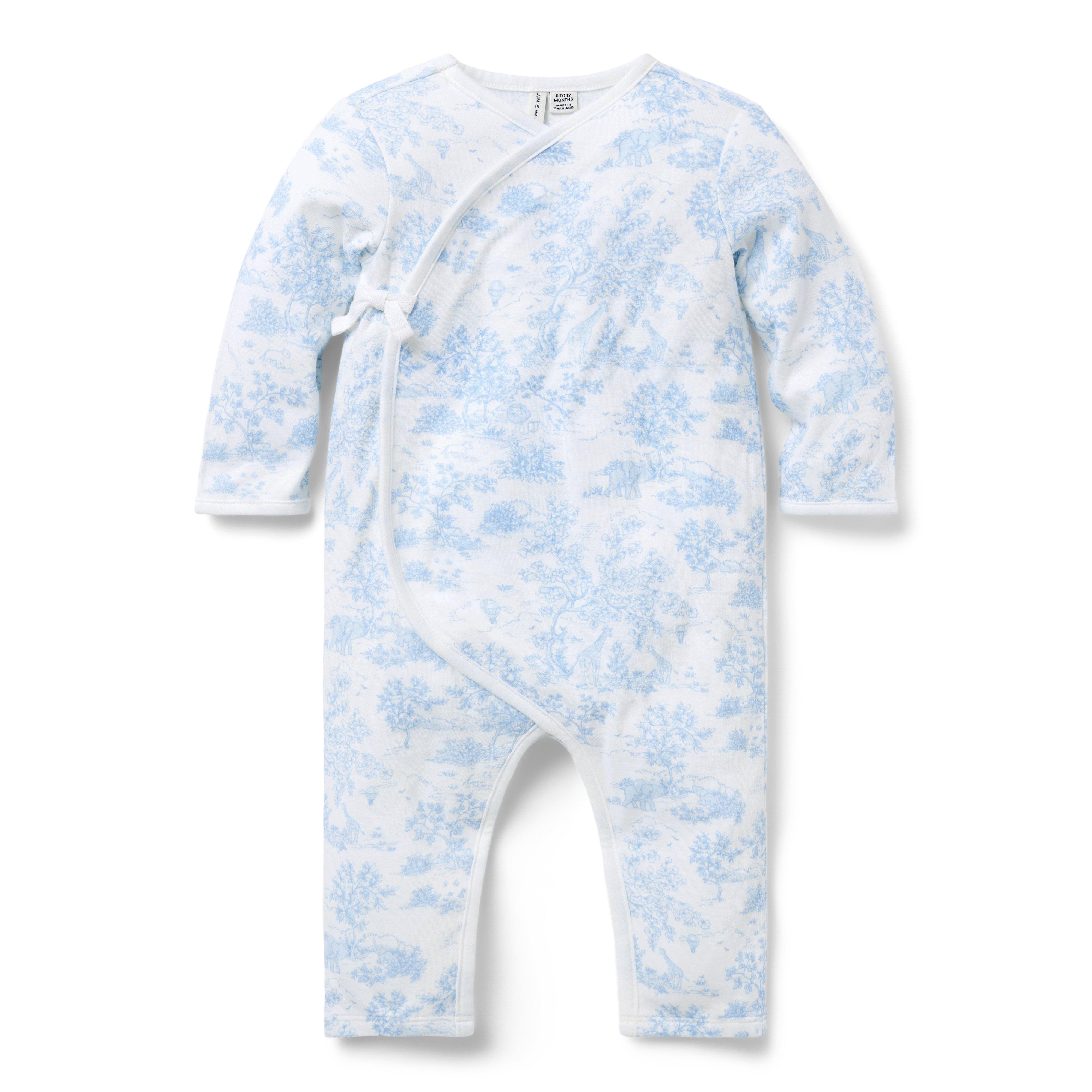 Baby Safari Toile Wrap One-Piece