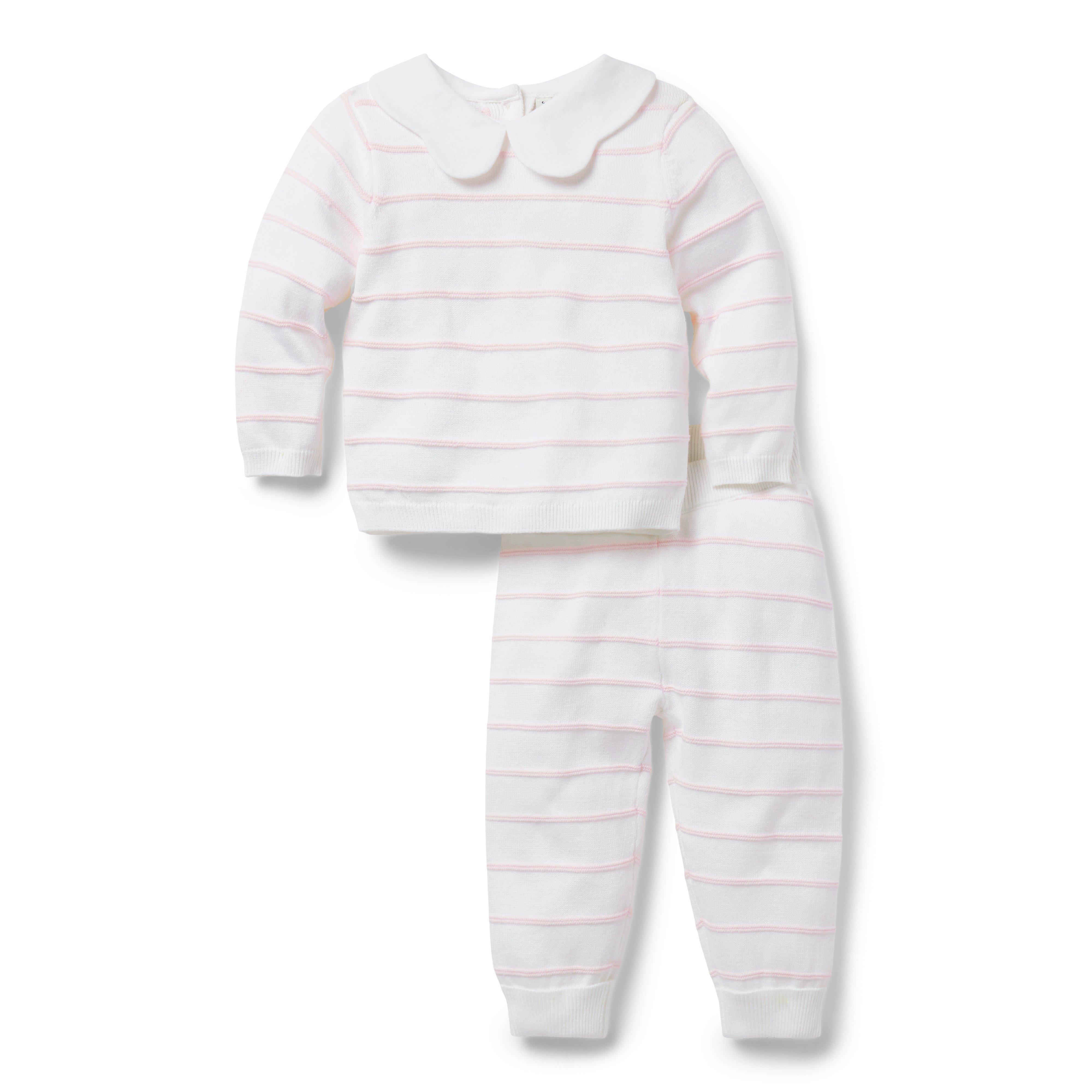 Baby Striped Collared Matching Set