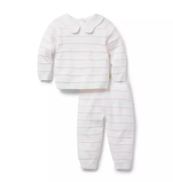 Baby Striped Collared Matching Set image number 0