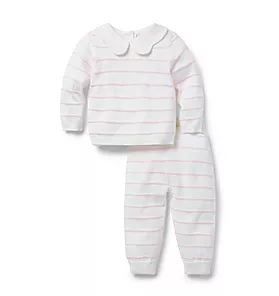Baby Striped Collared Matching Set
