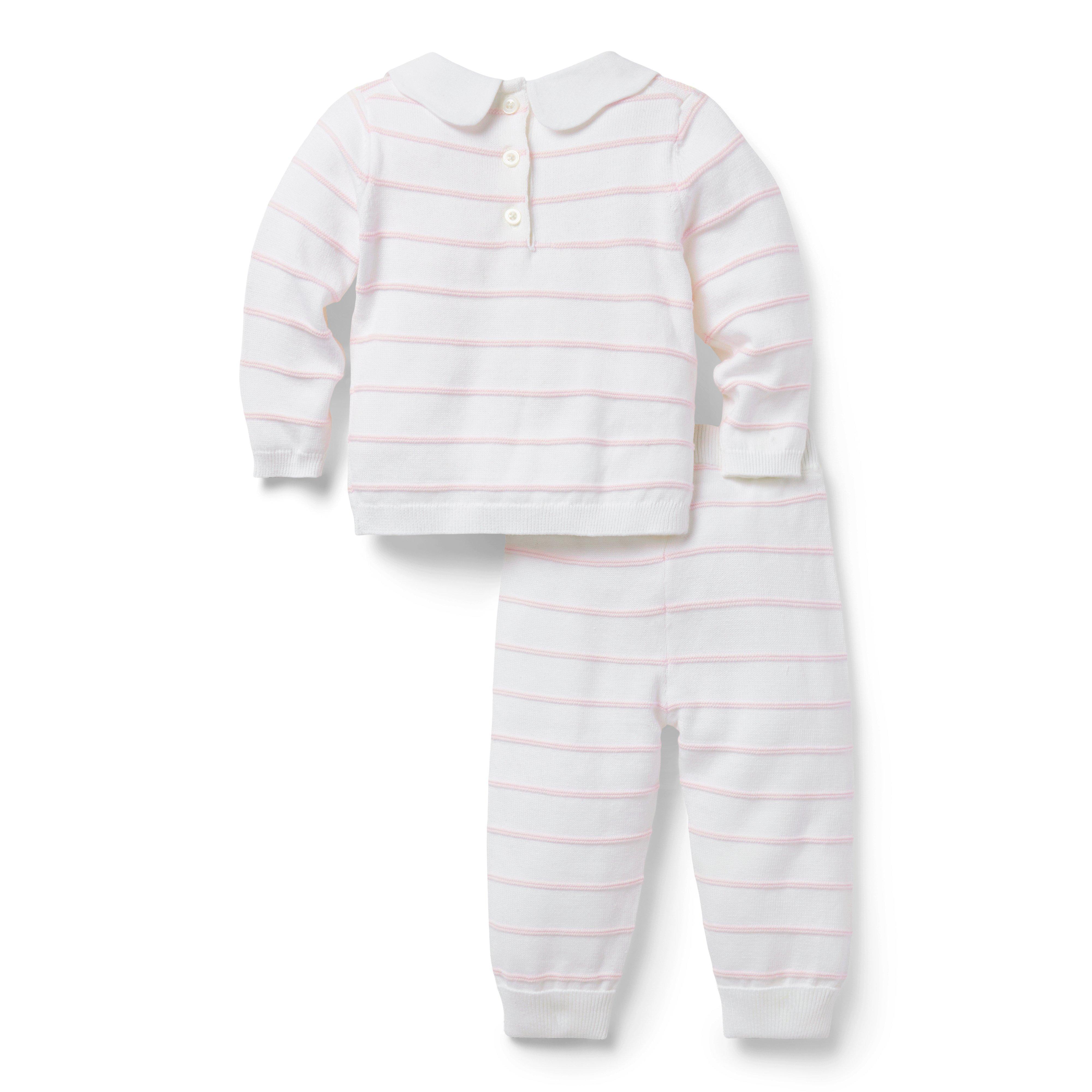 Baby Striped Collared Matching Set image number 1