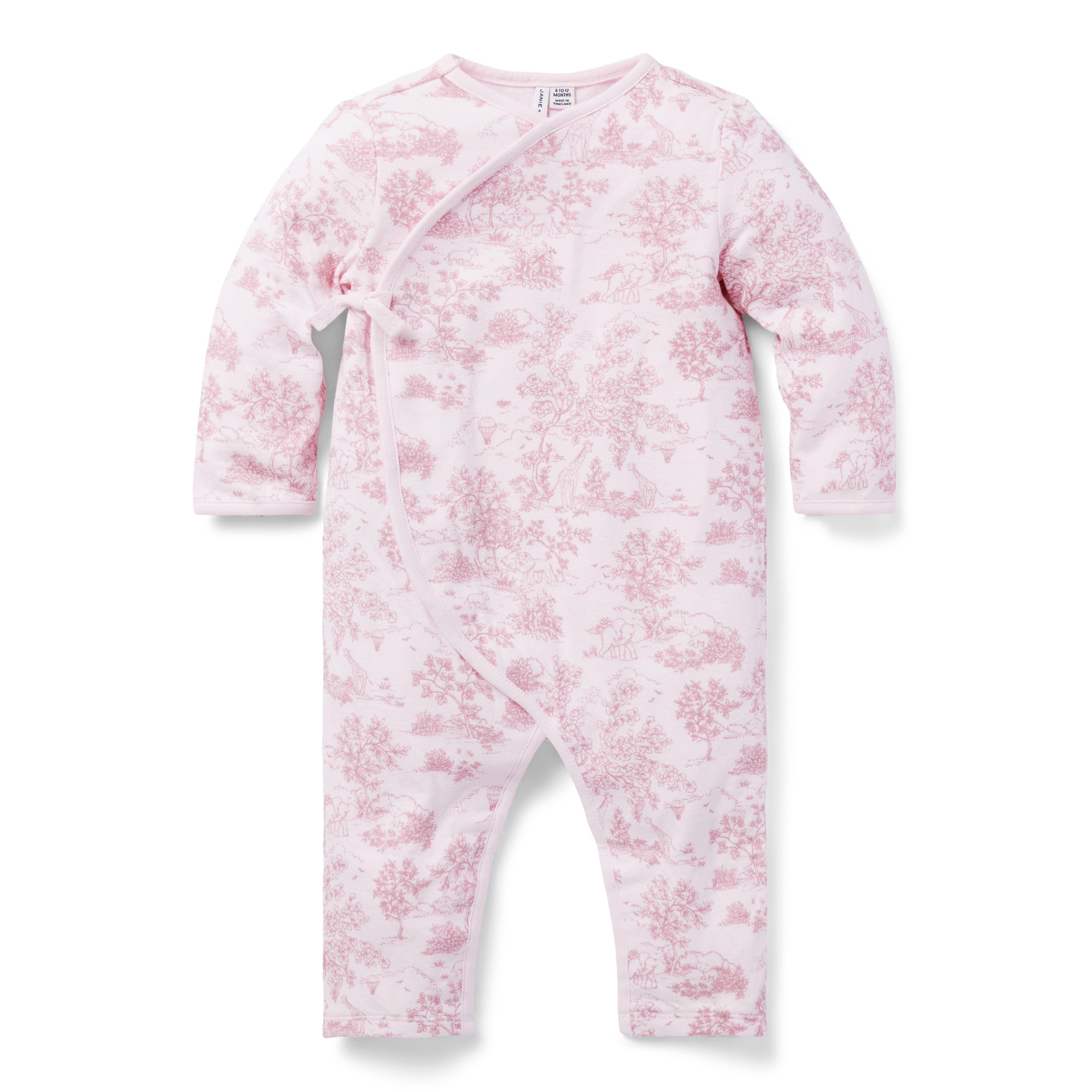 Baby Safari Toile Wrap One-Piece